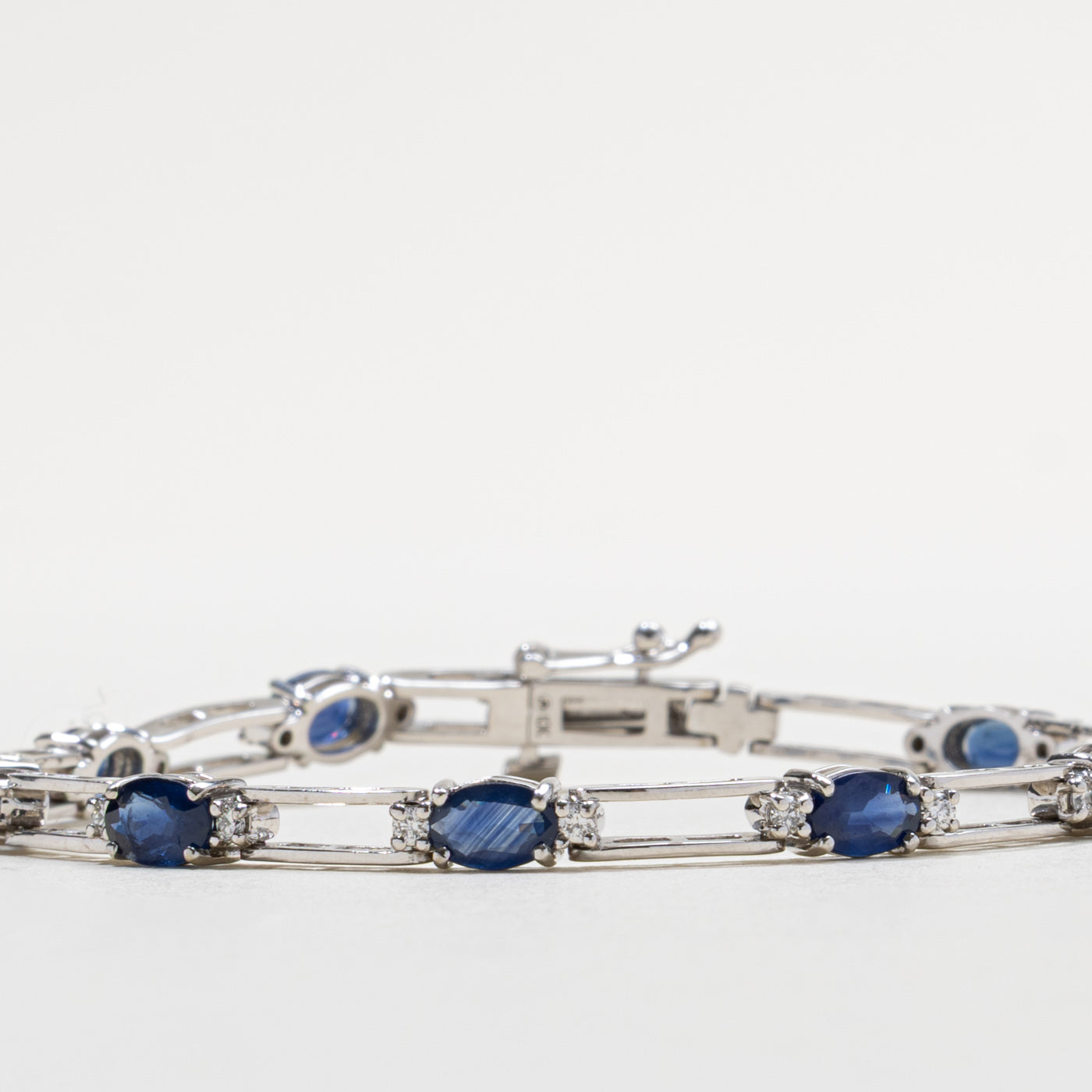 10k Sapphire & Diamond Bracelet | 4.06ctw, 0.18ctw