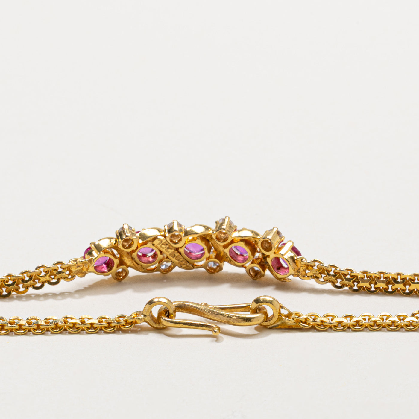 22k Five Stone Ruby & Diamond Bracelet | 1.10ctw, 0.40ctw