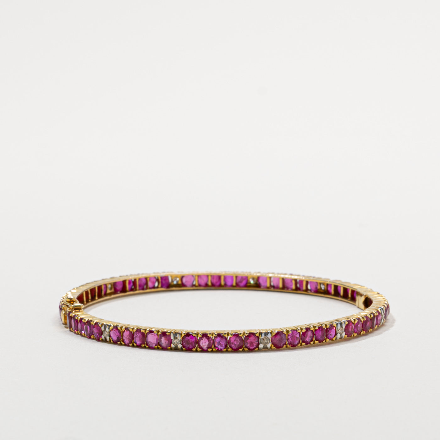 14k Ruby & Diamond Bangle Bracelet | 6.10ctw, 0.10ctw