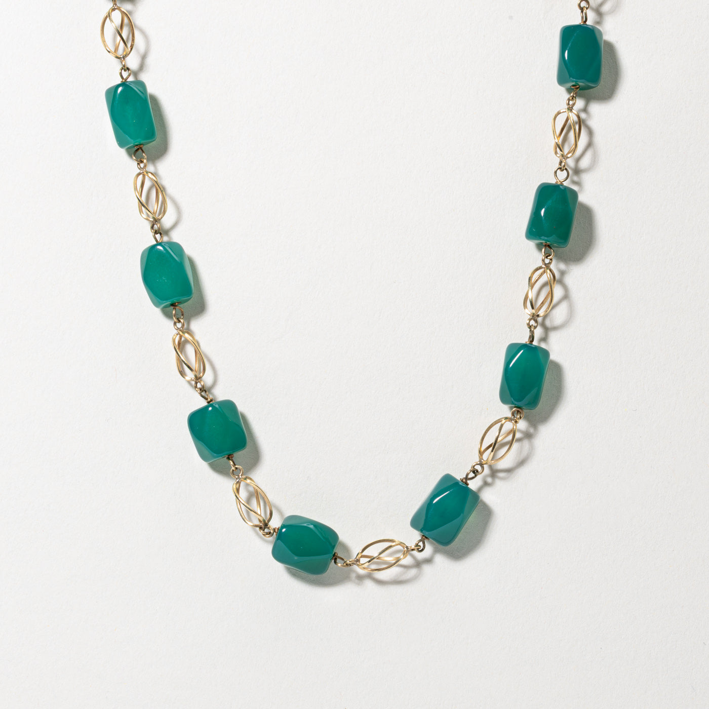 14k Chalcedony Geometric Necklace | 100.80ctw | 34"