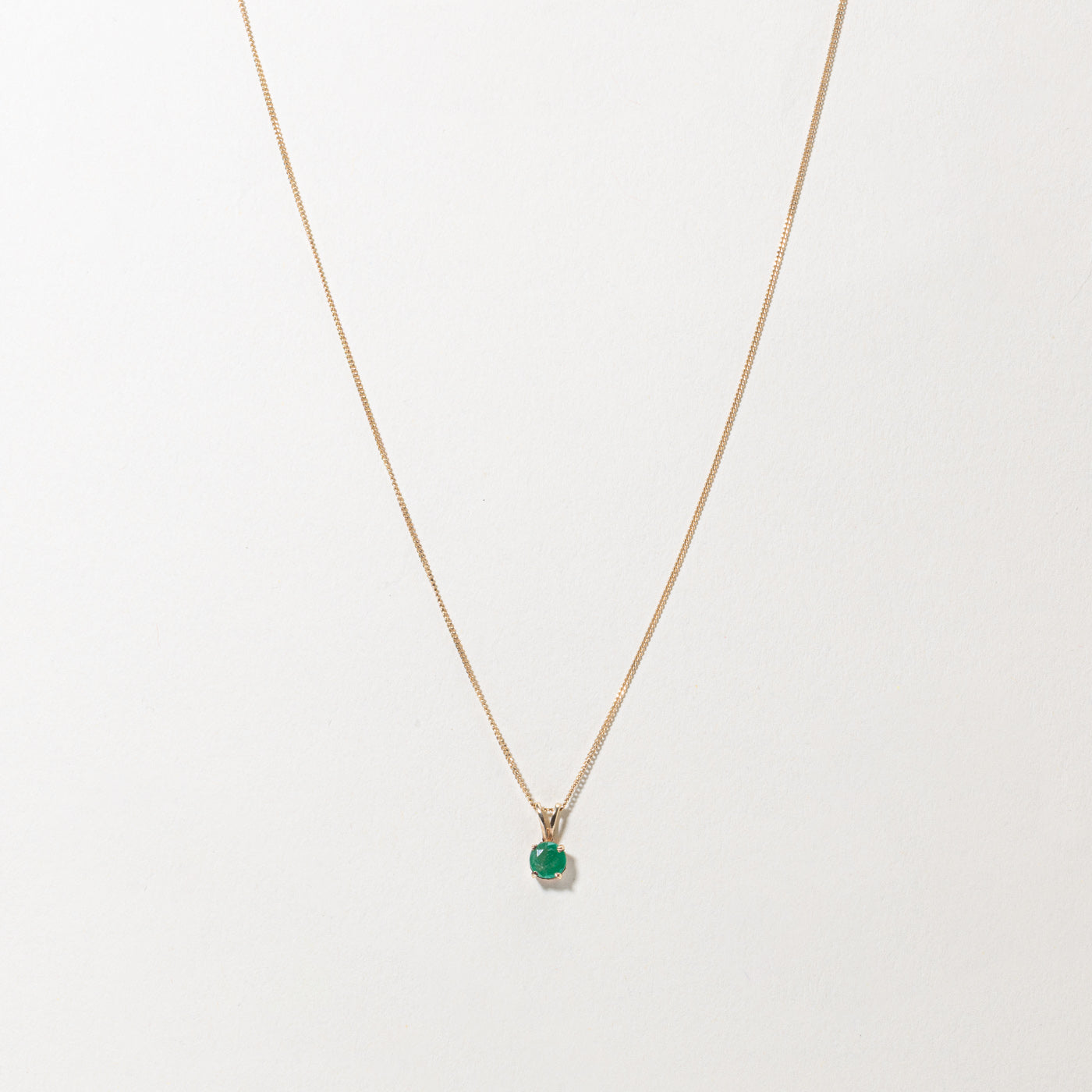 10k Solitaire Emerald Pendant Necklace | 0.43ct | 18"