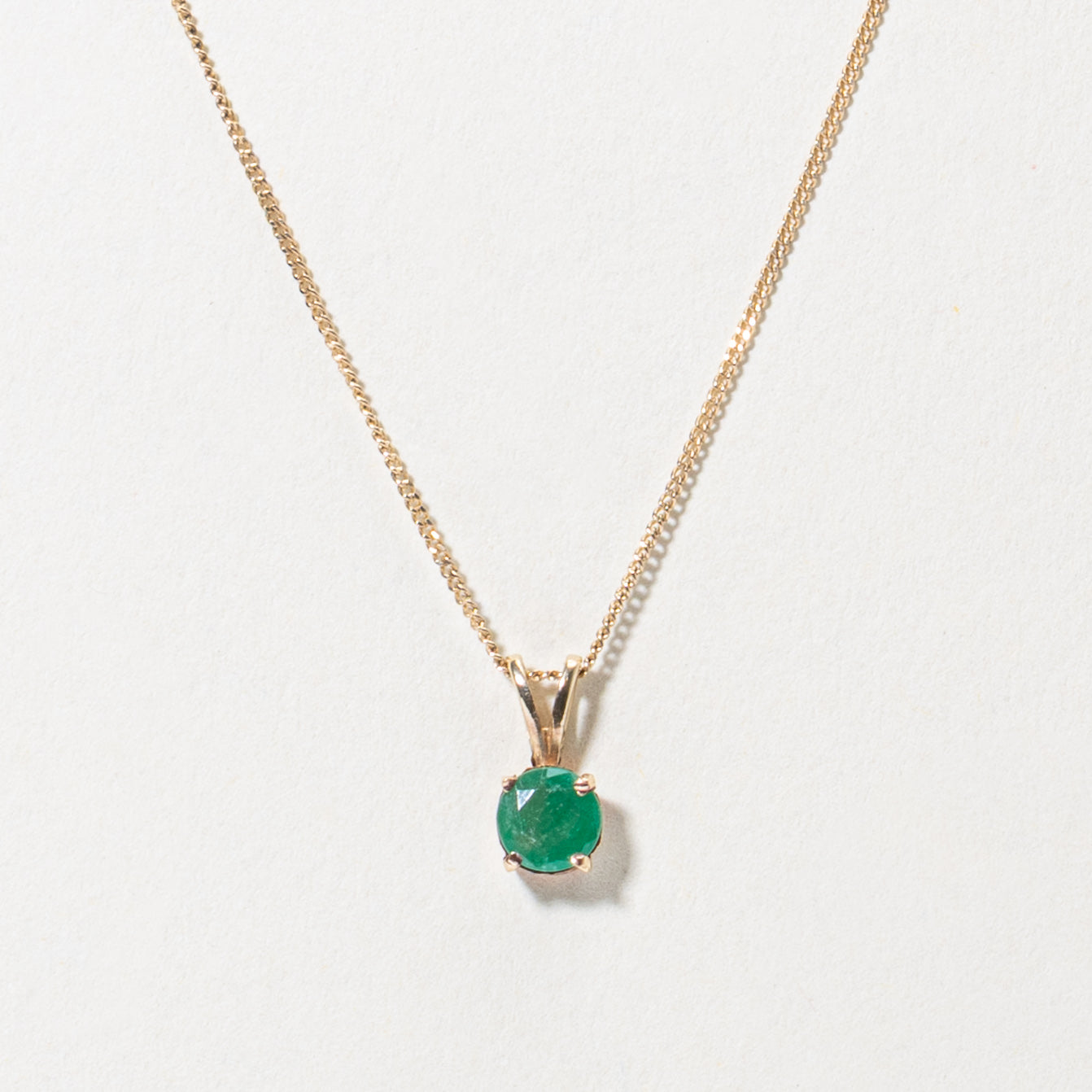 10k Solitaire Emerald Pendant Necklace | 0.43ct | 18"