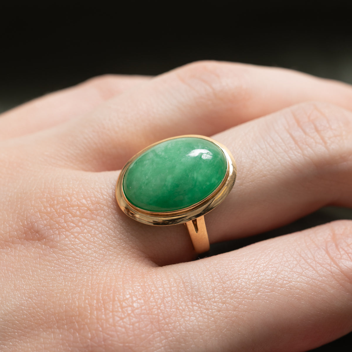 14k Solitaire Jadeite Cocktail Ring | 10.50ct | SZ 6.75
