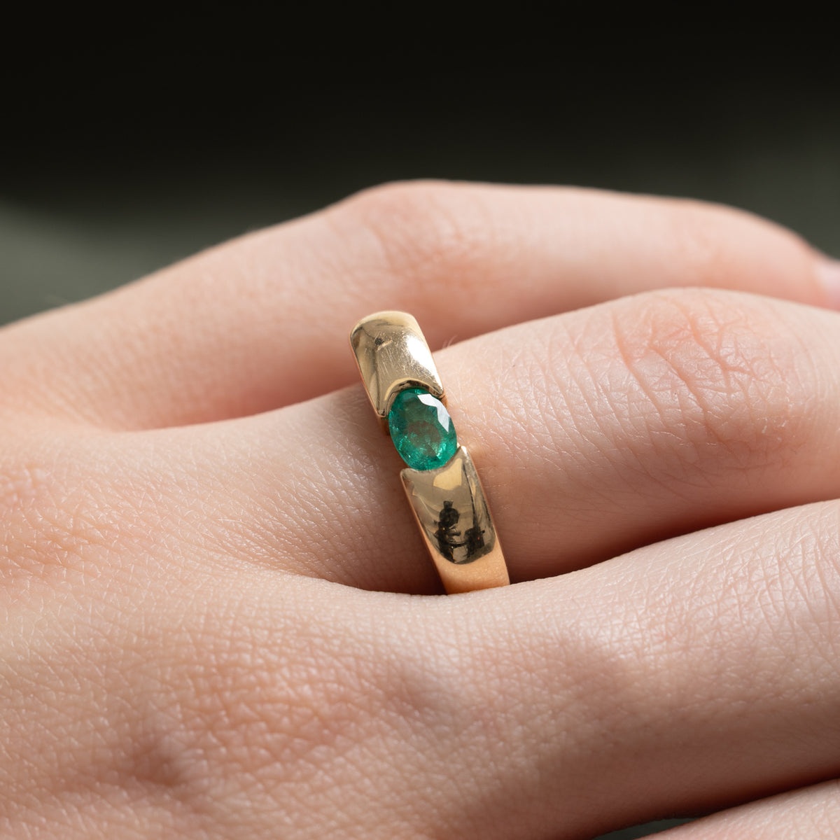 14k East West Oval Cut Emerald Band | 0.36ct | SZ 4.75