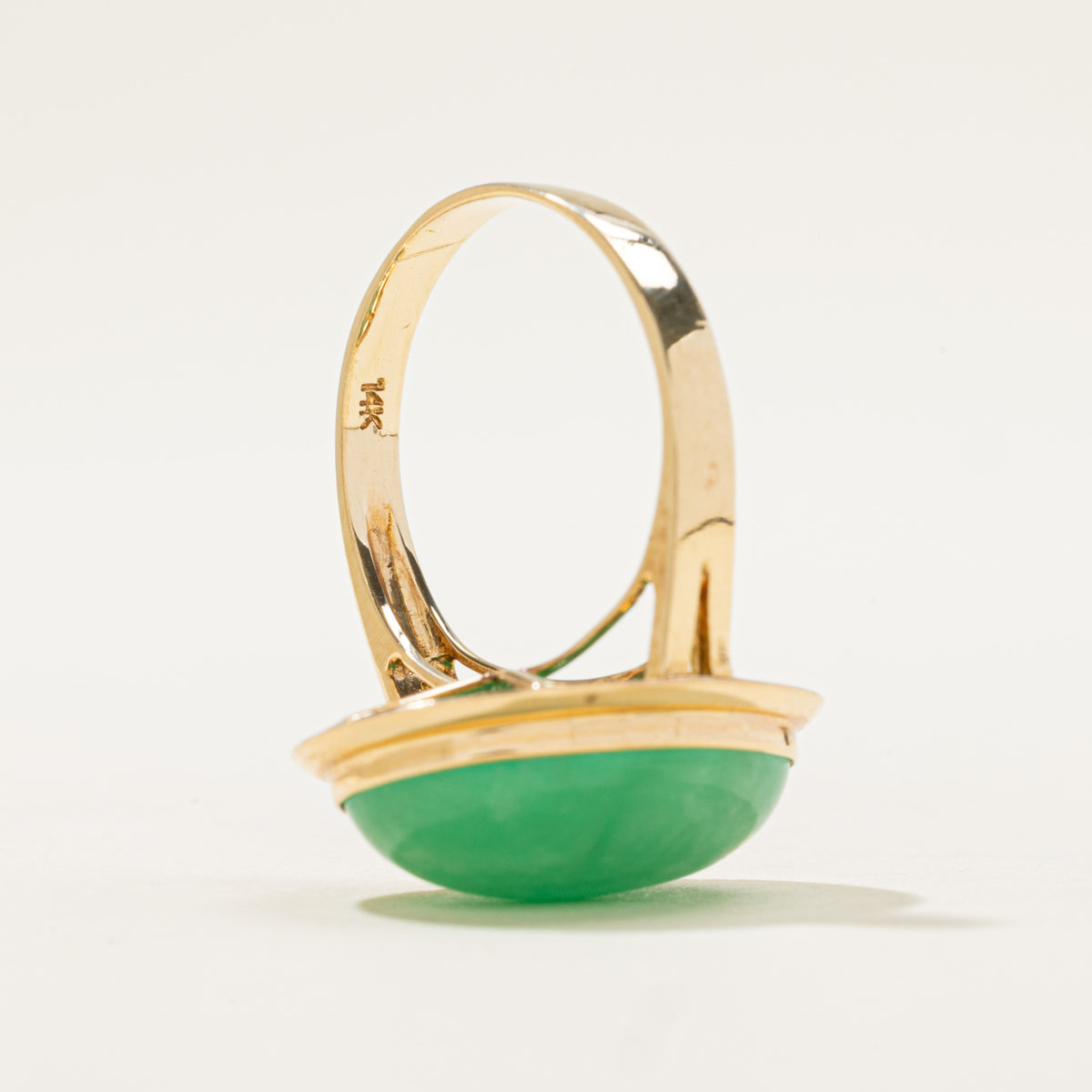 14k Solitaire Jadeite Cocktail Ring | 10.50ct | SZ 6.75