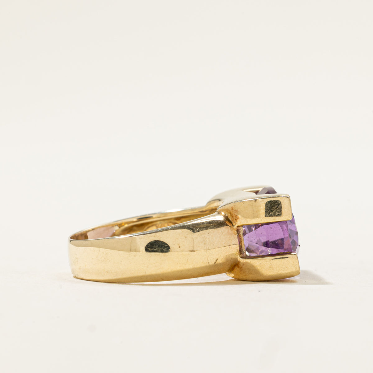 14k Yellow Gold Solitaire East West Amethyst Cocktail Ring | 5.75ct | SZ 7