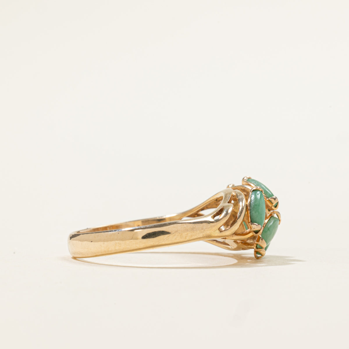 14k Diagonal Multi Row Jadeite Ring | 0.90ctw | SZ 7.5