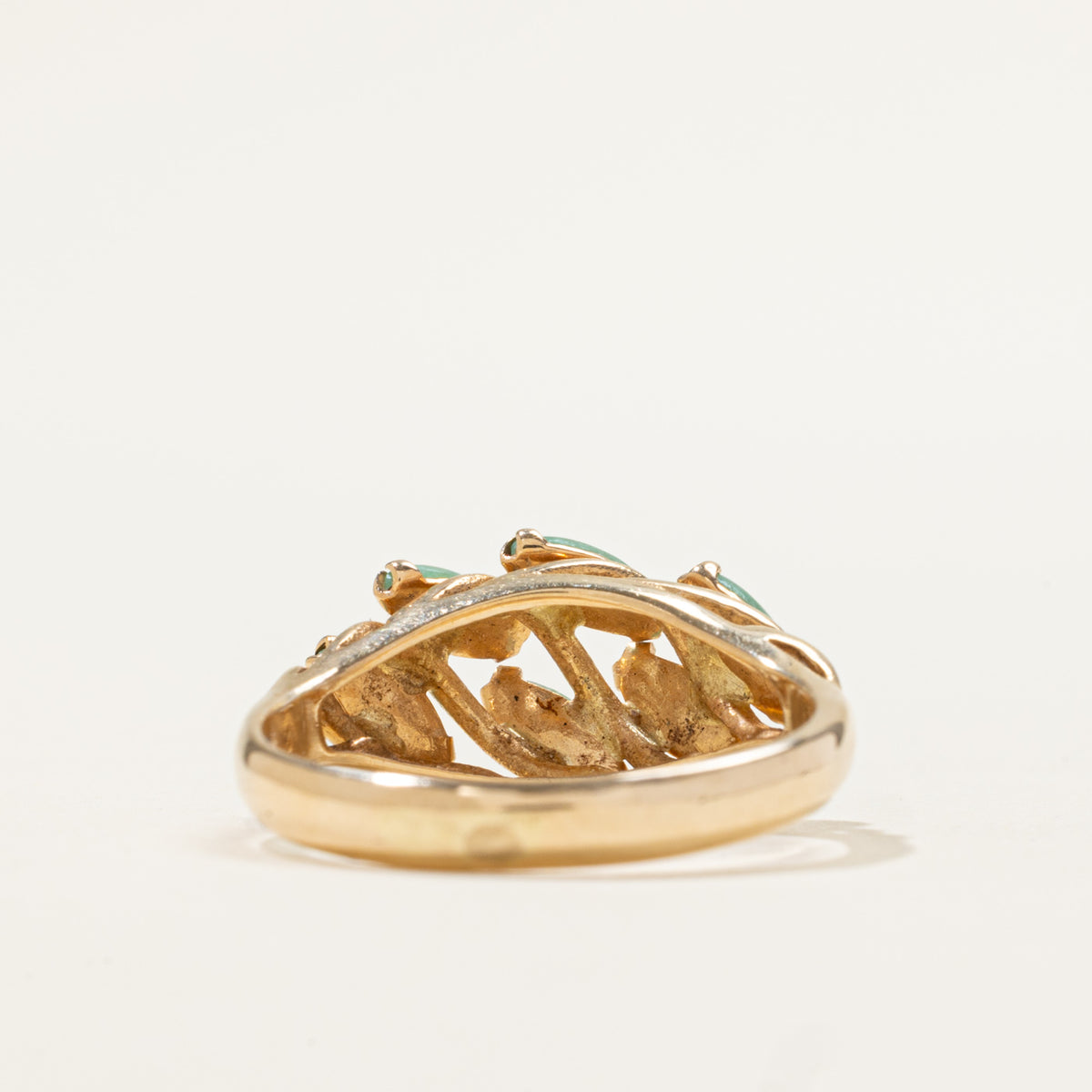 14k Diagonal Multi Row Jadeite Ring | 0.90ctw | SZ 7.5