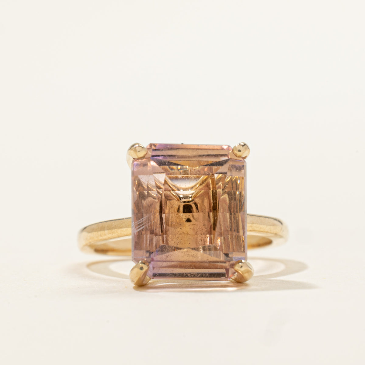 14k Solitaire Cushion Cut Ametrine Ring | 4.25ct | SZ 3.5