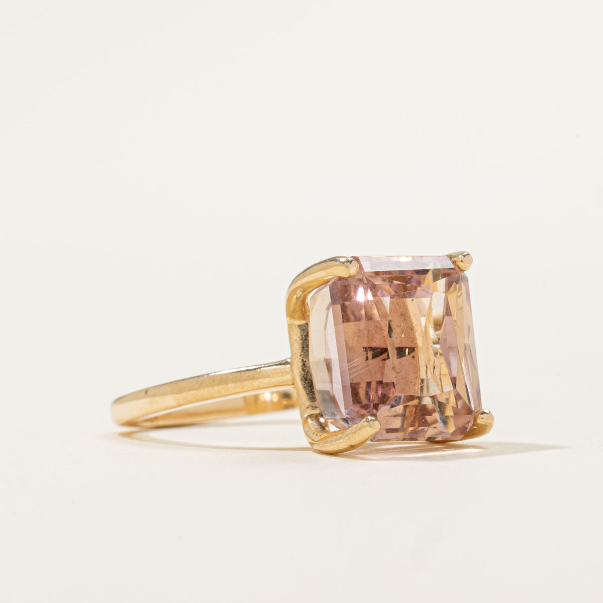 14k Solitaire Cushion Cut Ametrine Ring | 4.25ct | SZ 3.5