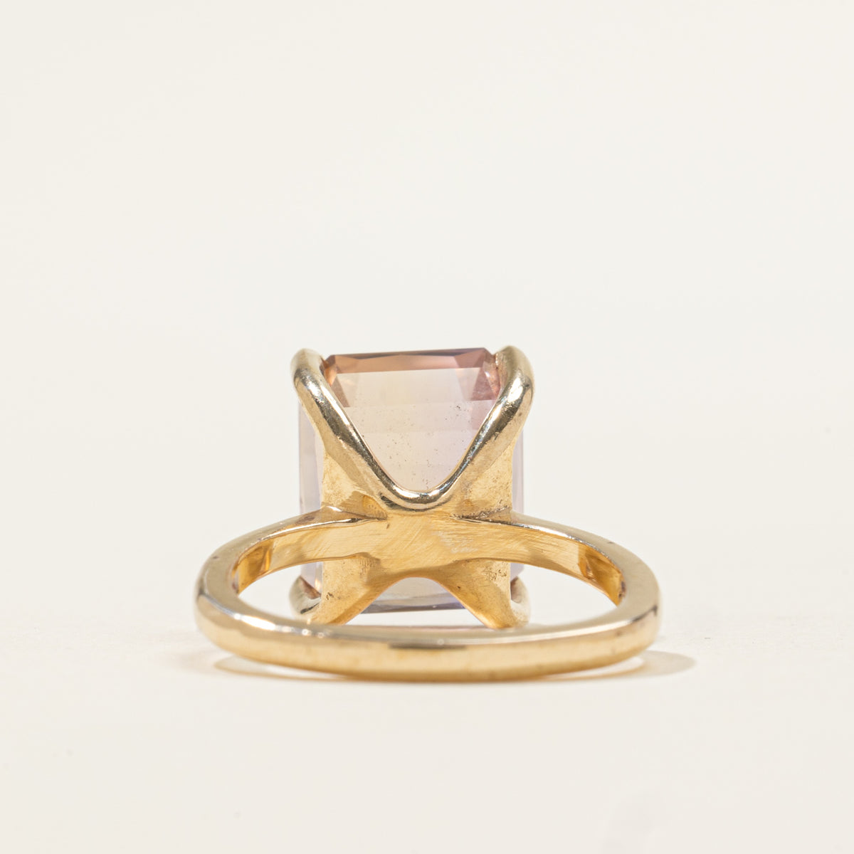 14k Solitaire Cushion Cut Ametrine Ring | 4.25ct | SZ 3.5