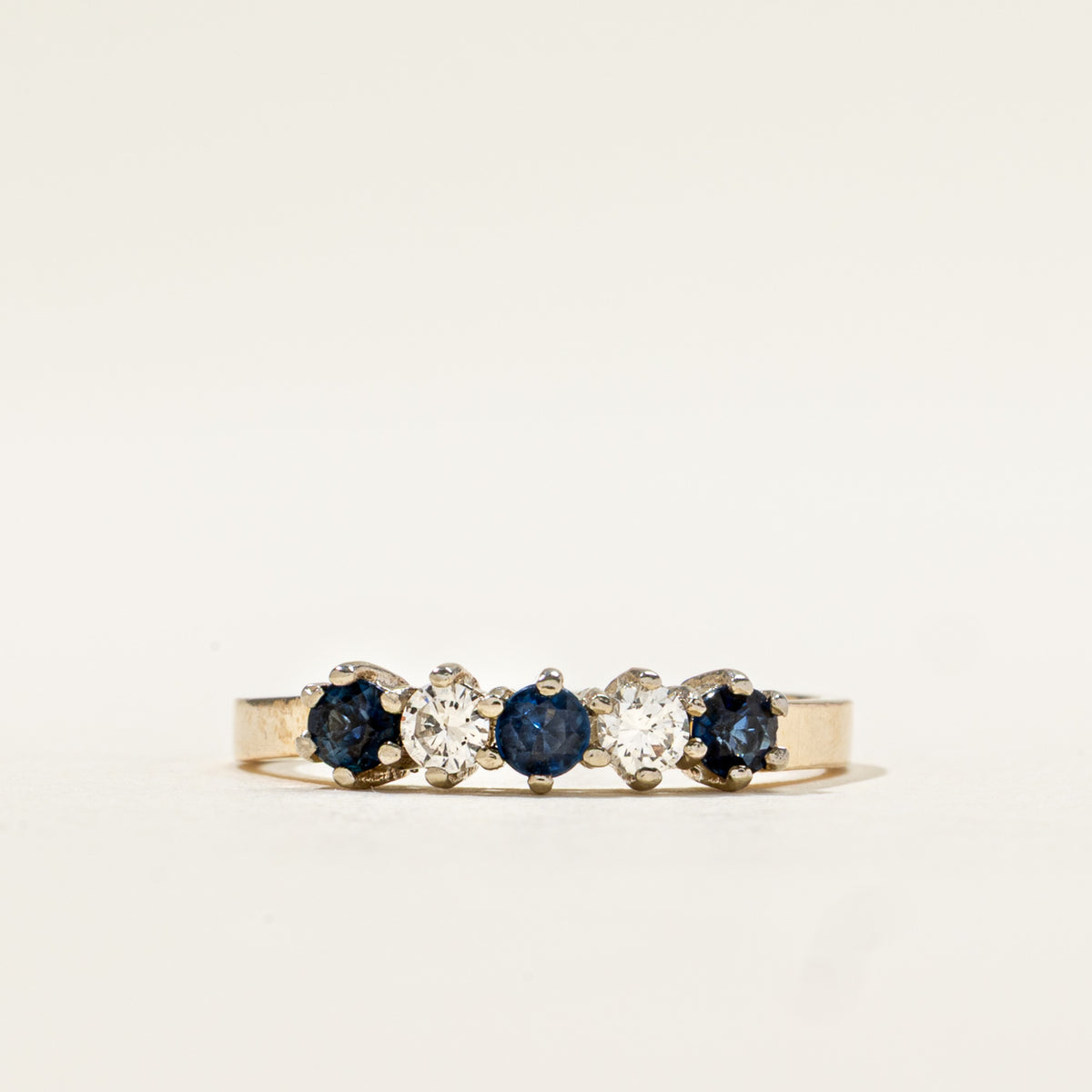 14k Five Stone Sapphire & Diamond Band | 0.26ctw, 0.15ctw | SZ 6