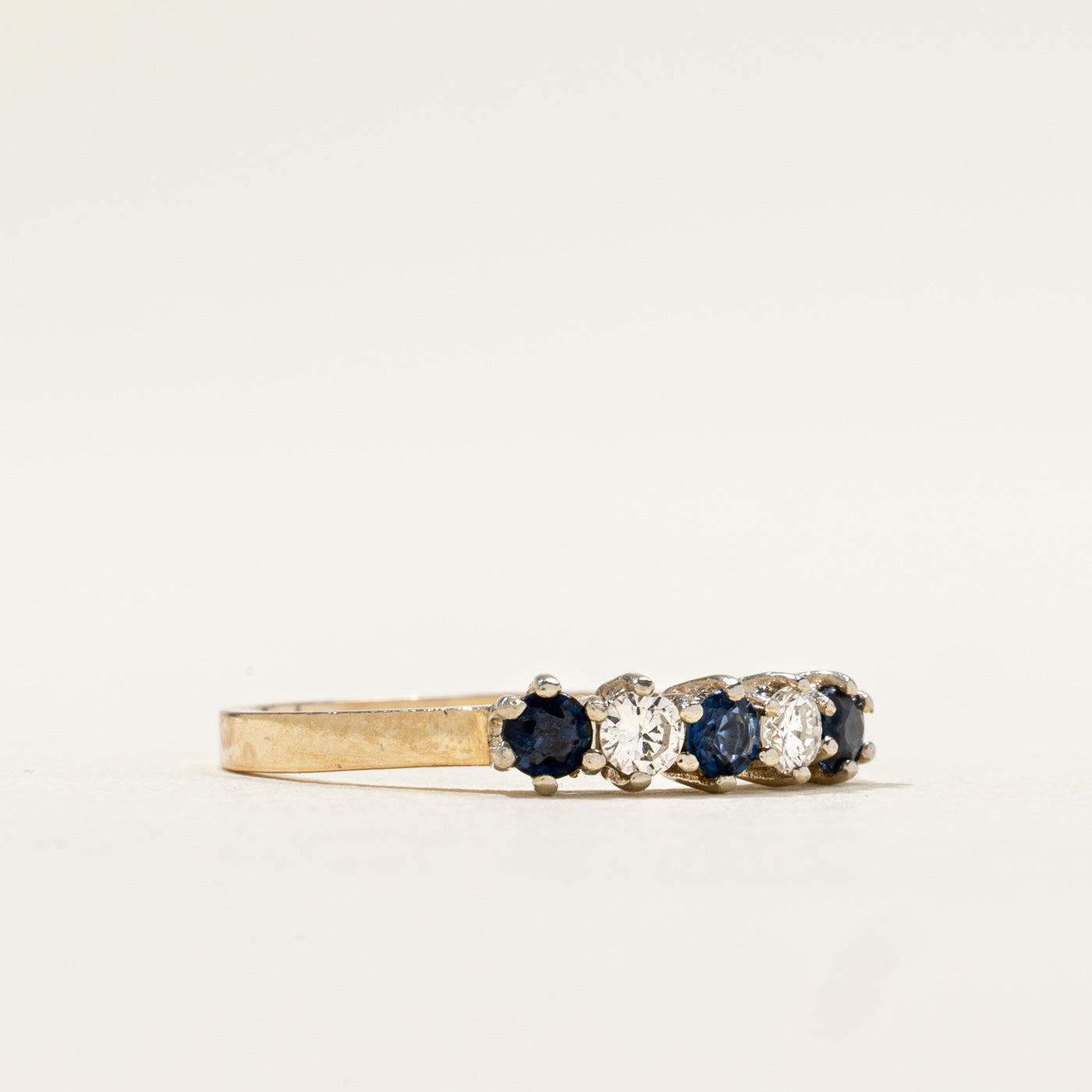 14k Five Stone Sapphire & Diamond Band | 0.26ctw, 0.15ctw | SZ 6