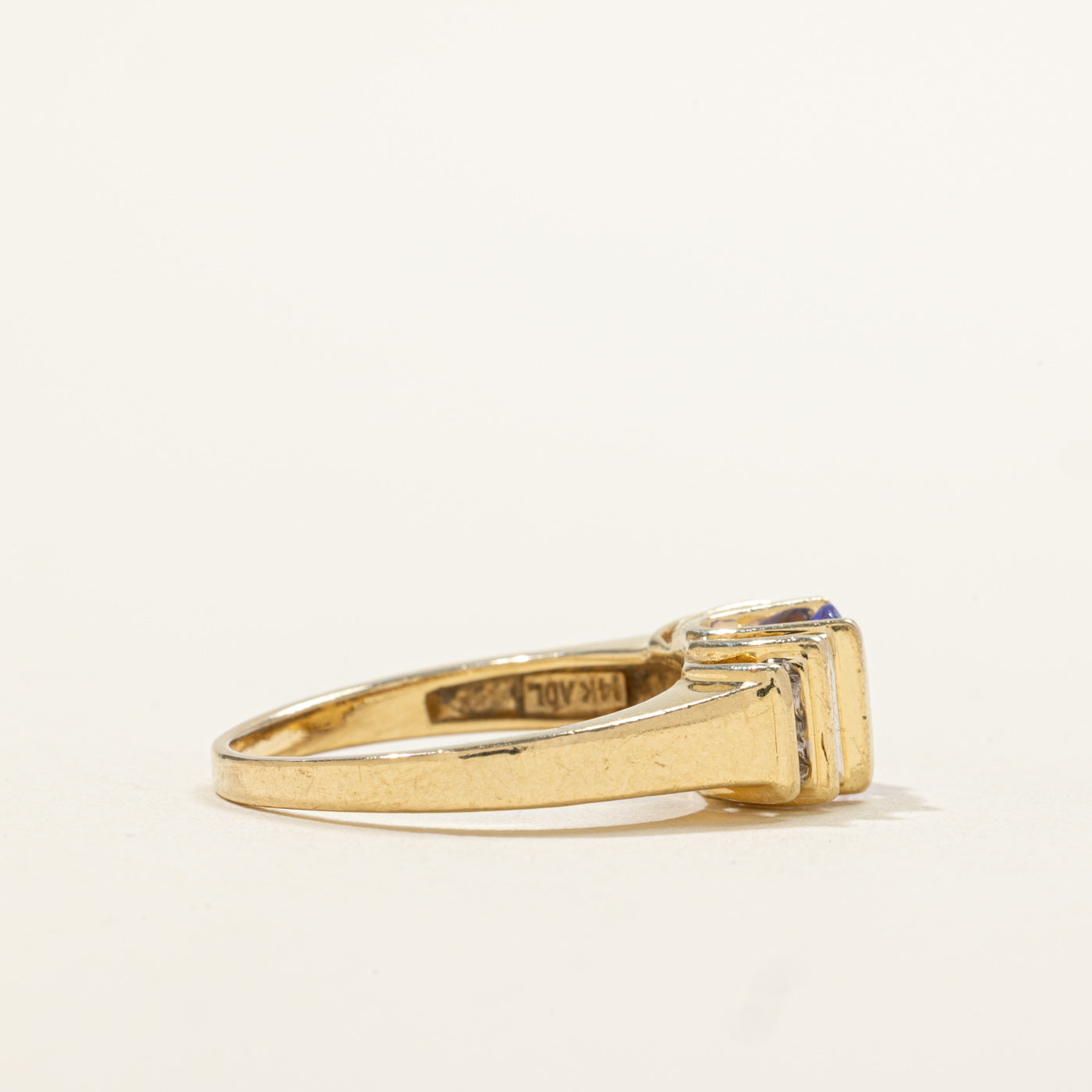 14k Channel Set Tanzanite & Diamond Grooved Ring | 0.70ct, 0.19ctw | SZ 6.75