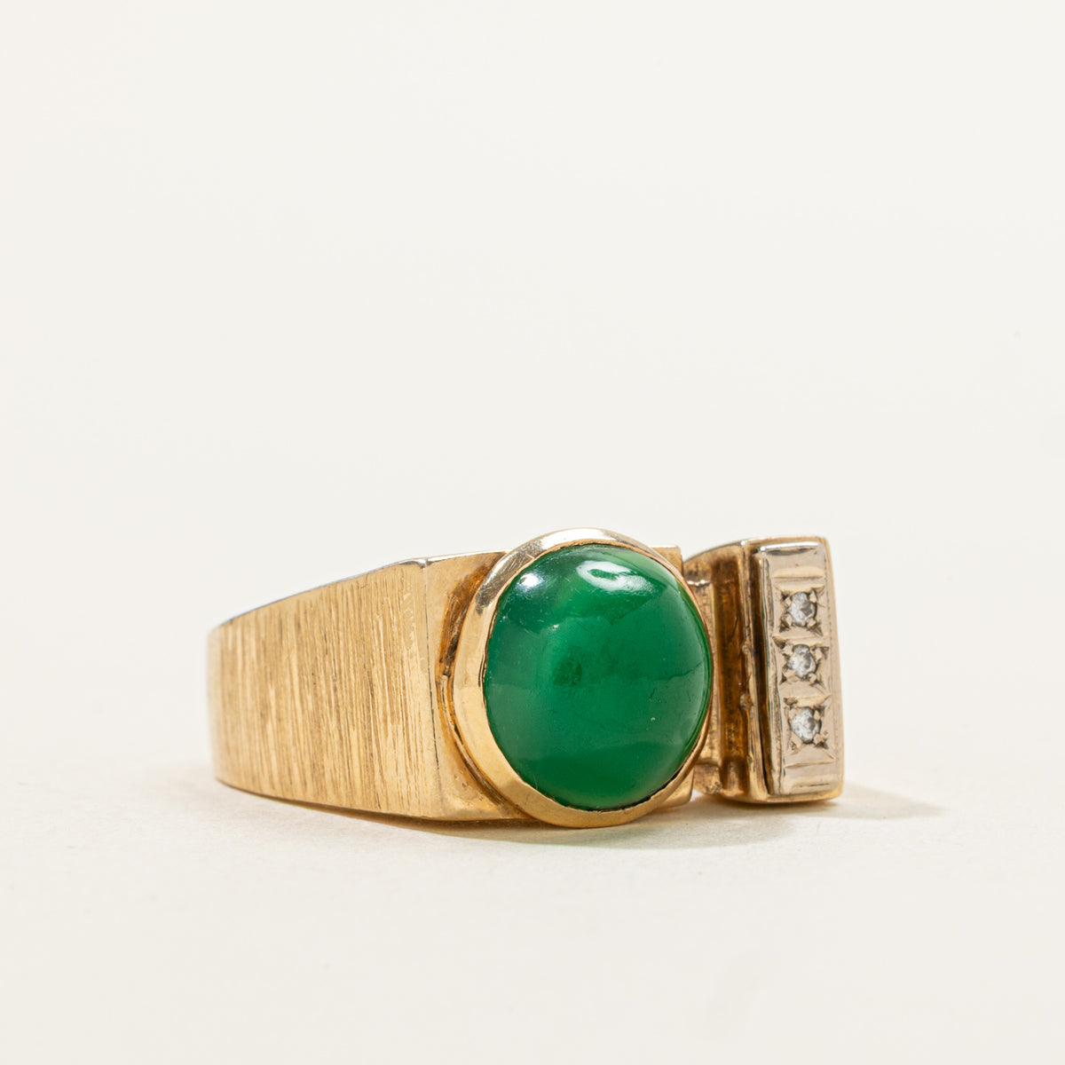 14k Bezel Set Chalcedony & Diamond Geometric Cocktail Ring | 2.60ct, 0.02ctw | SZ 7