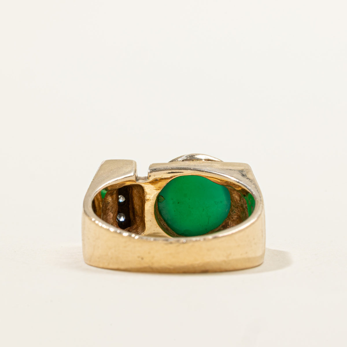 14k Bezel Set Chalcedony & Diamond Geometric Cocktail Ring | 2.60ct, 0.02ctw | SZ 7
