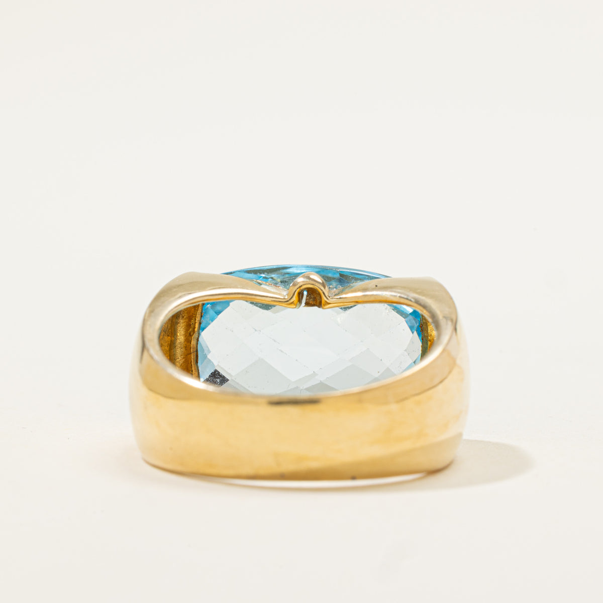 18k East West Cushion Cut Blue Topaz Cocktail Ring | 14.95ct | SZ 8.25