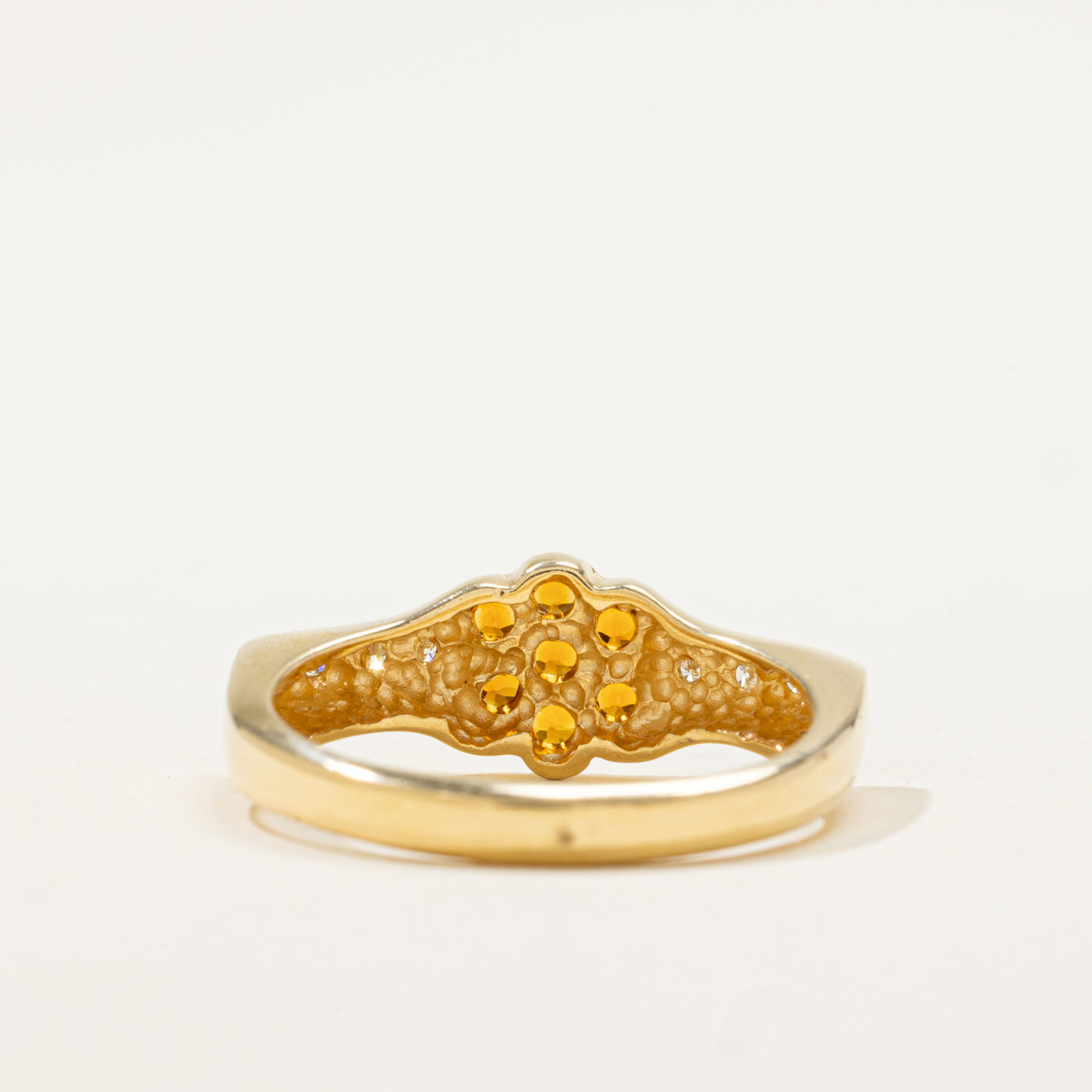 18k Citrine & Diamond Floral Cluster Ring | 0.28ctw, 0.03ctw | SZ 8.25
