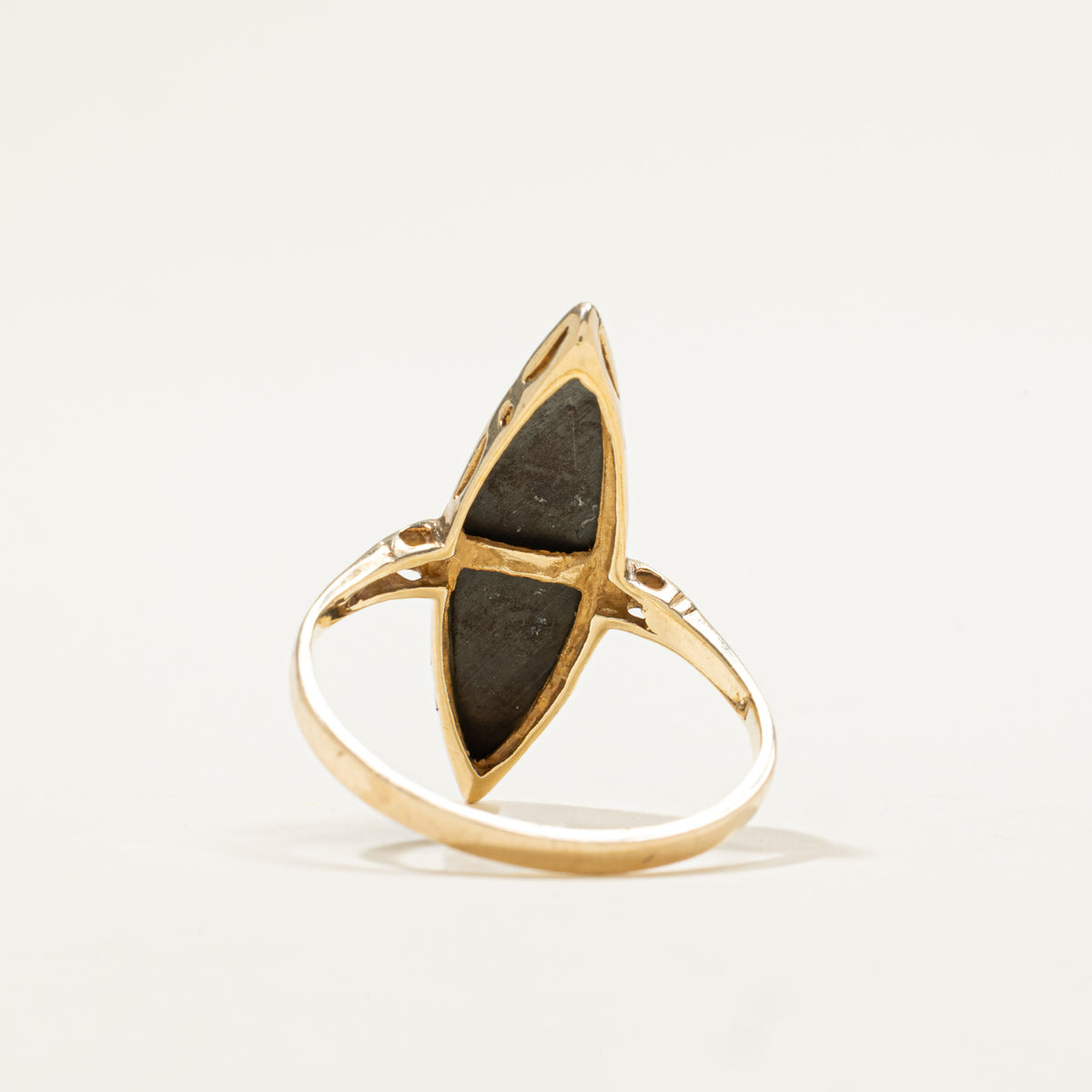 10k Solitaire Hematite Navette Ring | 6.00ct | SZ 10.25