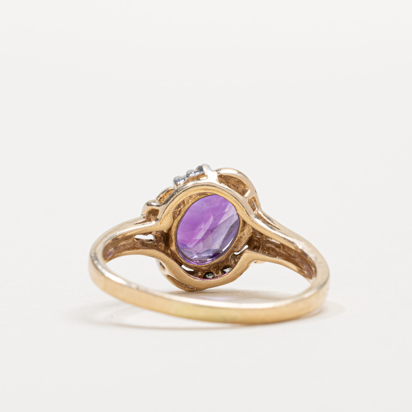 10K Oval Cut Amethyst & Diamond Accented Ring | SZ 6.5