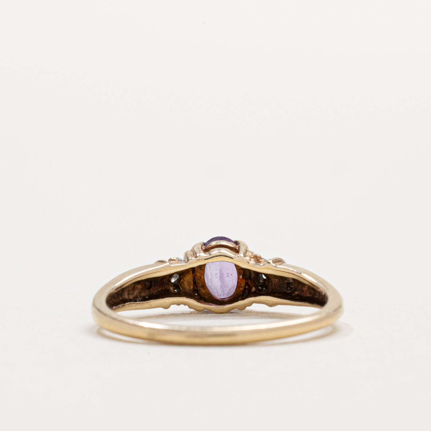 10K Oval Cut Amethyst & Diamond Accented Ring | SZ 6.75