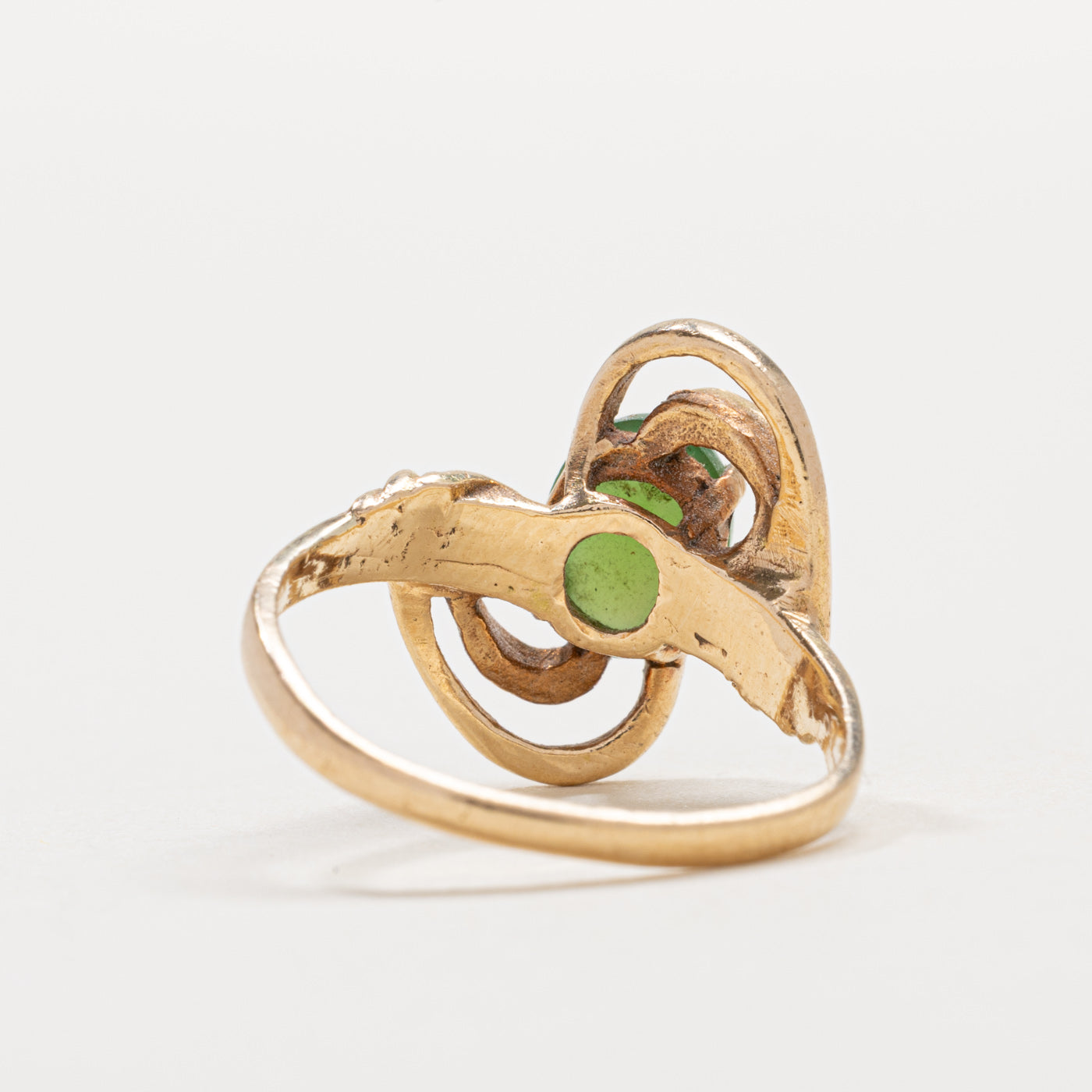 10K Solitaire Nephrite Jade Wave Abstract Ring | SZ 5.75