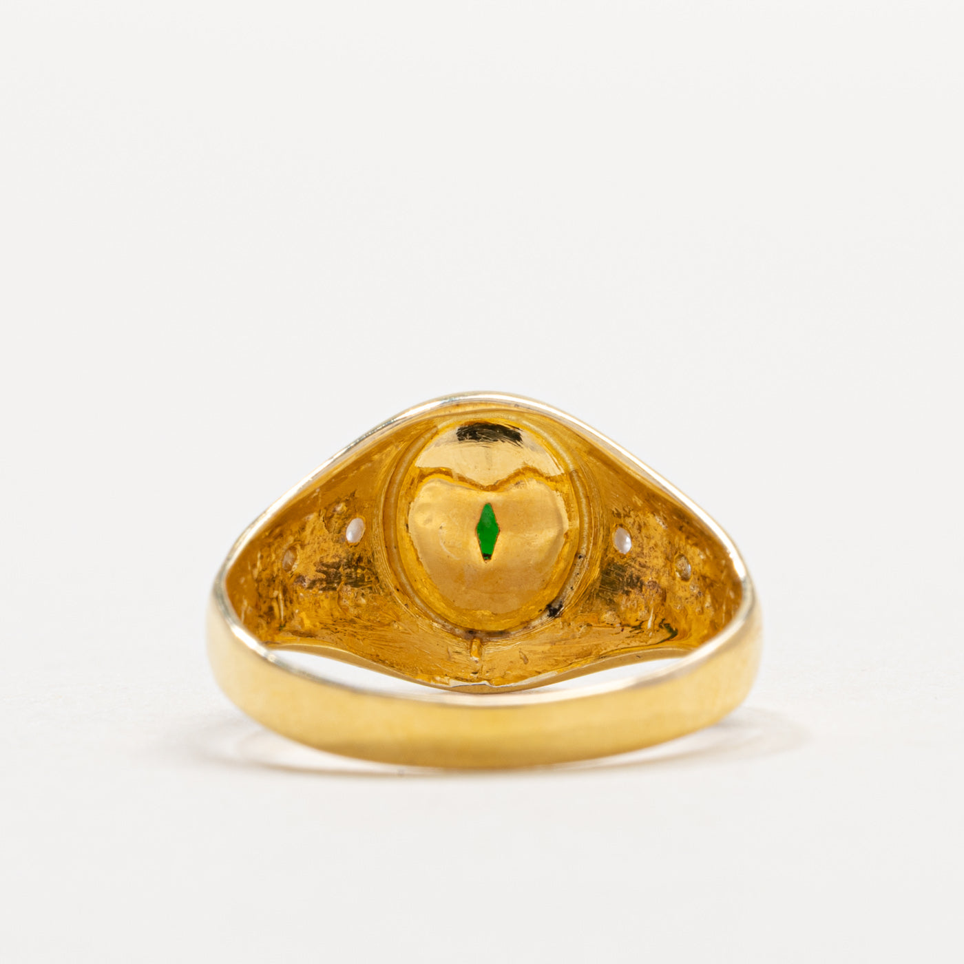 14K Cabochon Jadeite & Diamond Accented Ring | SZ 3.75