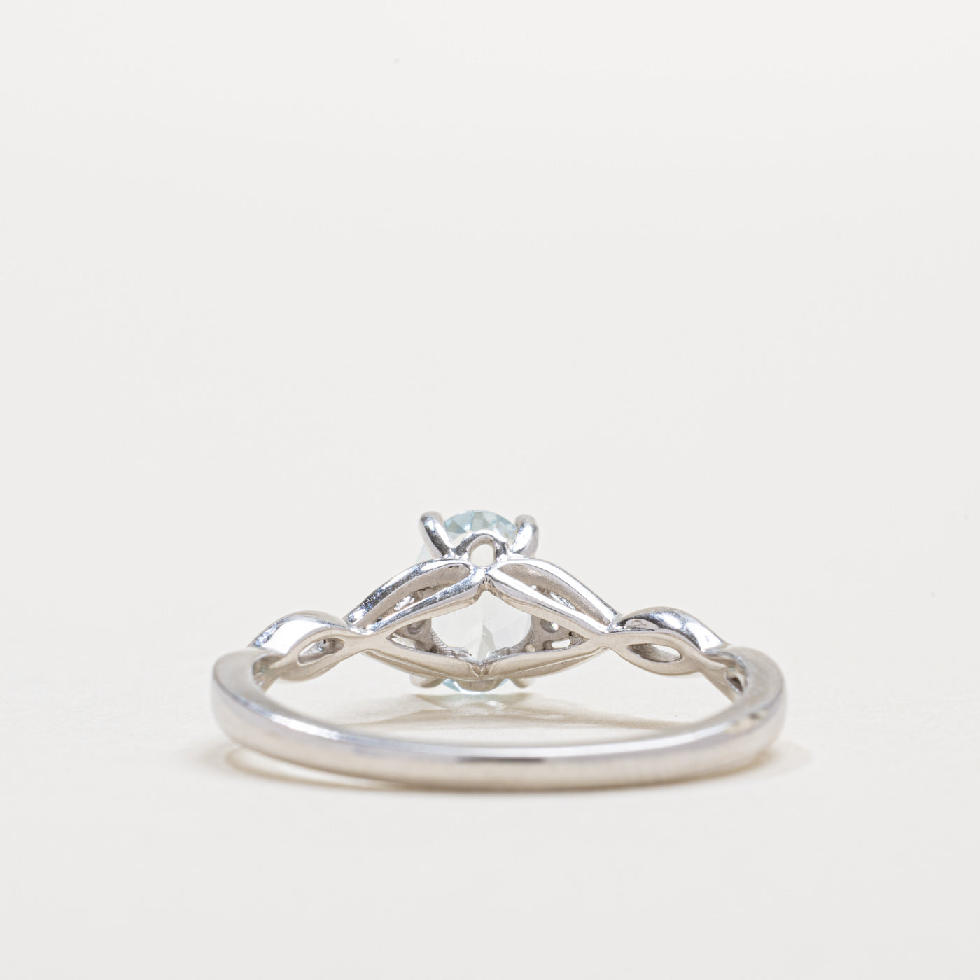 10K Oval Cut Aquamarine & Diamond Crossover Ring | SZ 7.0