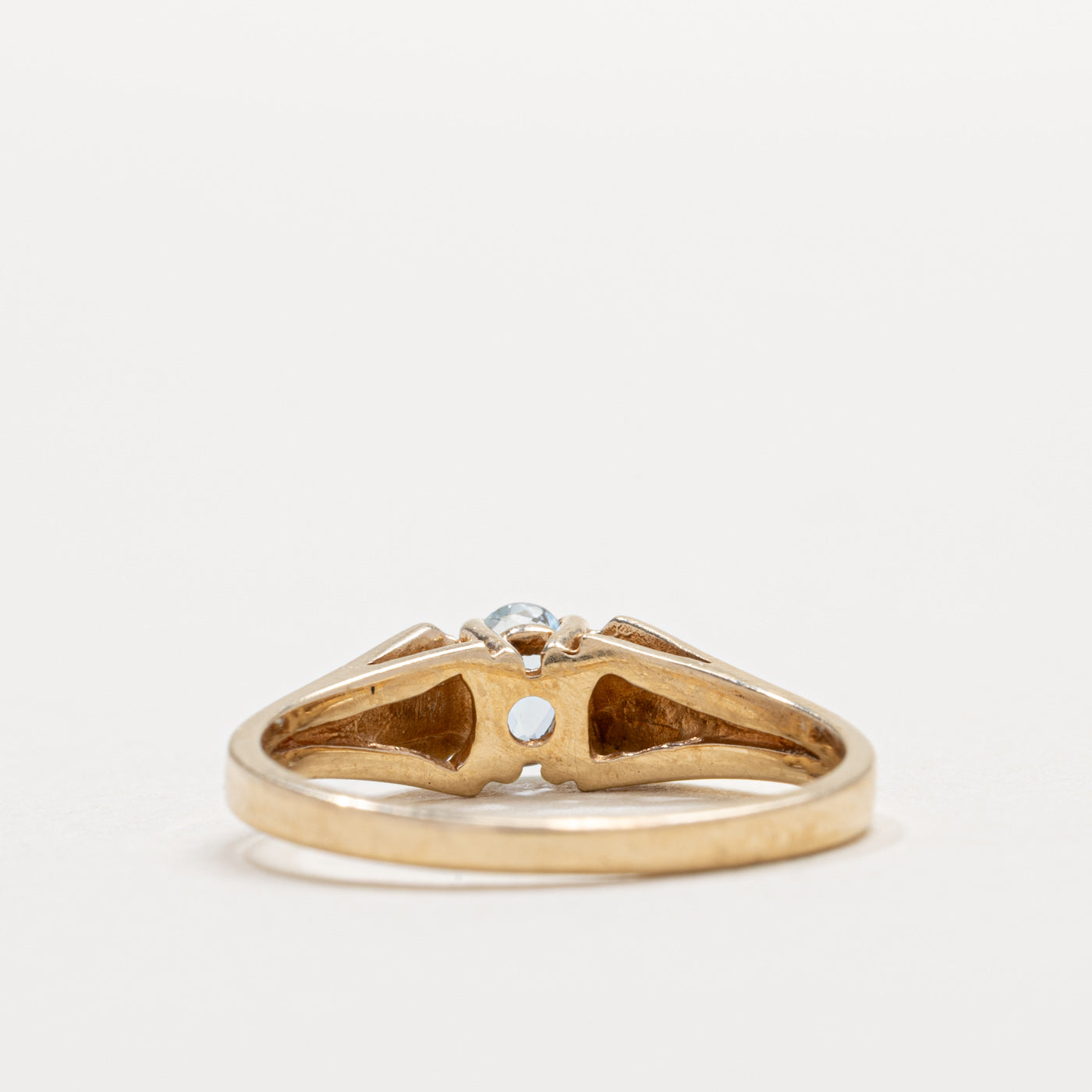10K Oval Cut Aquamarine Tapered Ring | SZ 6.0