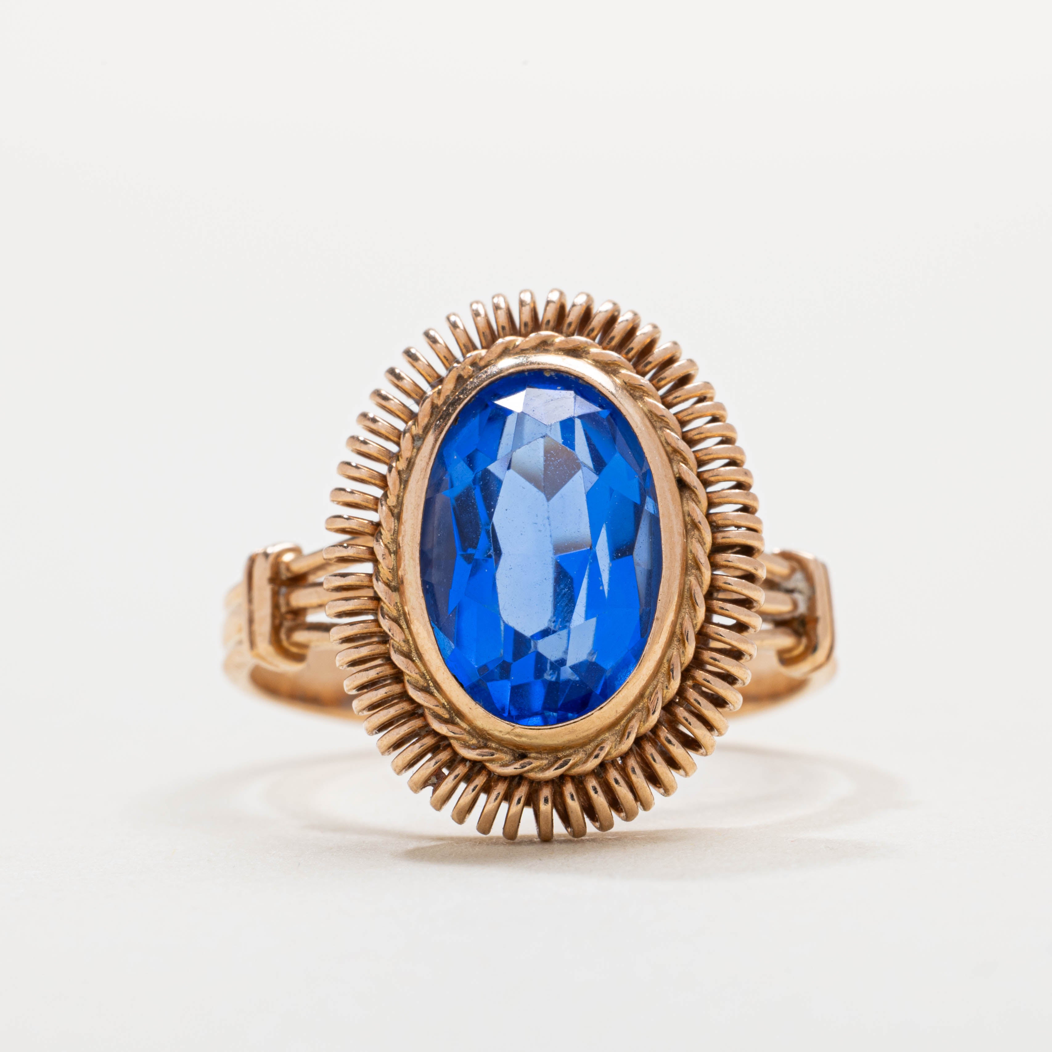 1965 Armenian 9K Synthetic Spinel Textured Cocktail Ring | 3.77ct | SZ 8.25