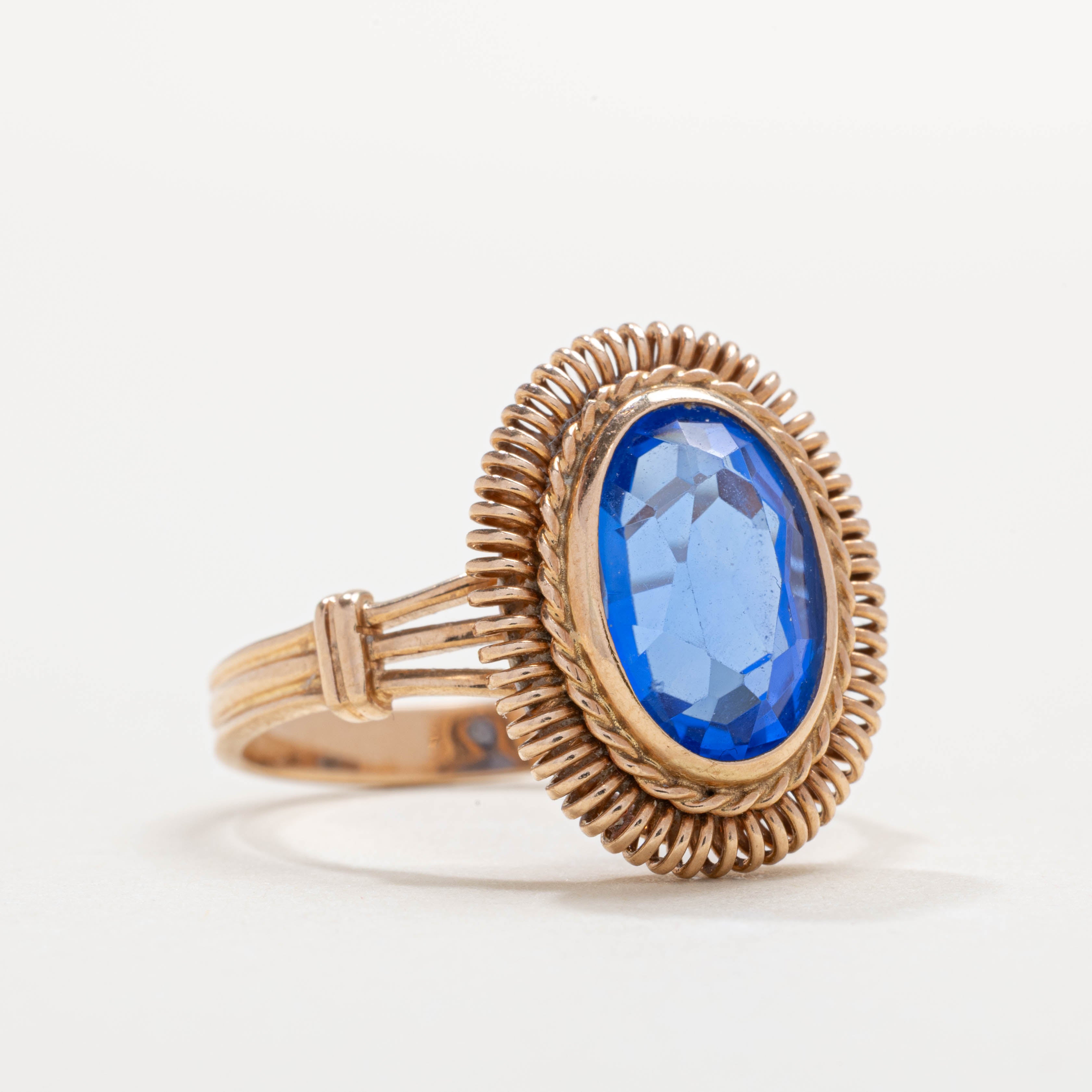 1965 Armenian 9K Synthetic Spinel Textured Cocktail Ring | 3.77ct | SZ 8.25