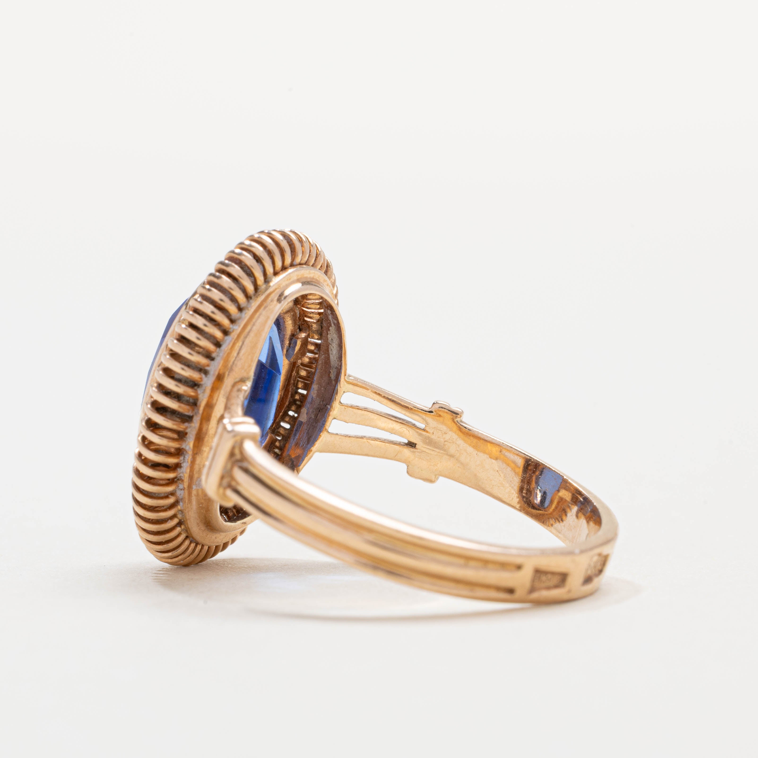 1965 Armenian 9K Synthetic Spinel Textured Cocktail Ring | 3.77ct | SZ 8.25