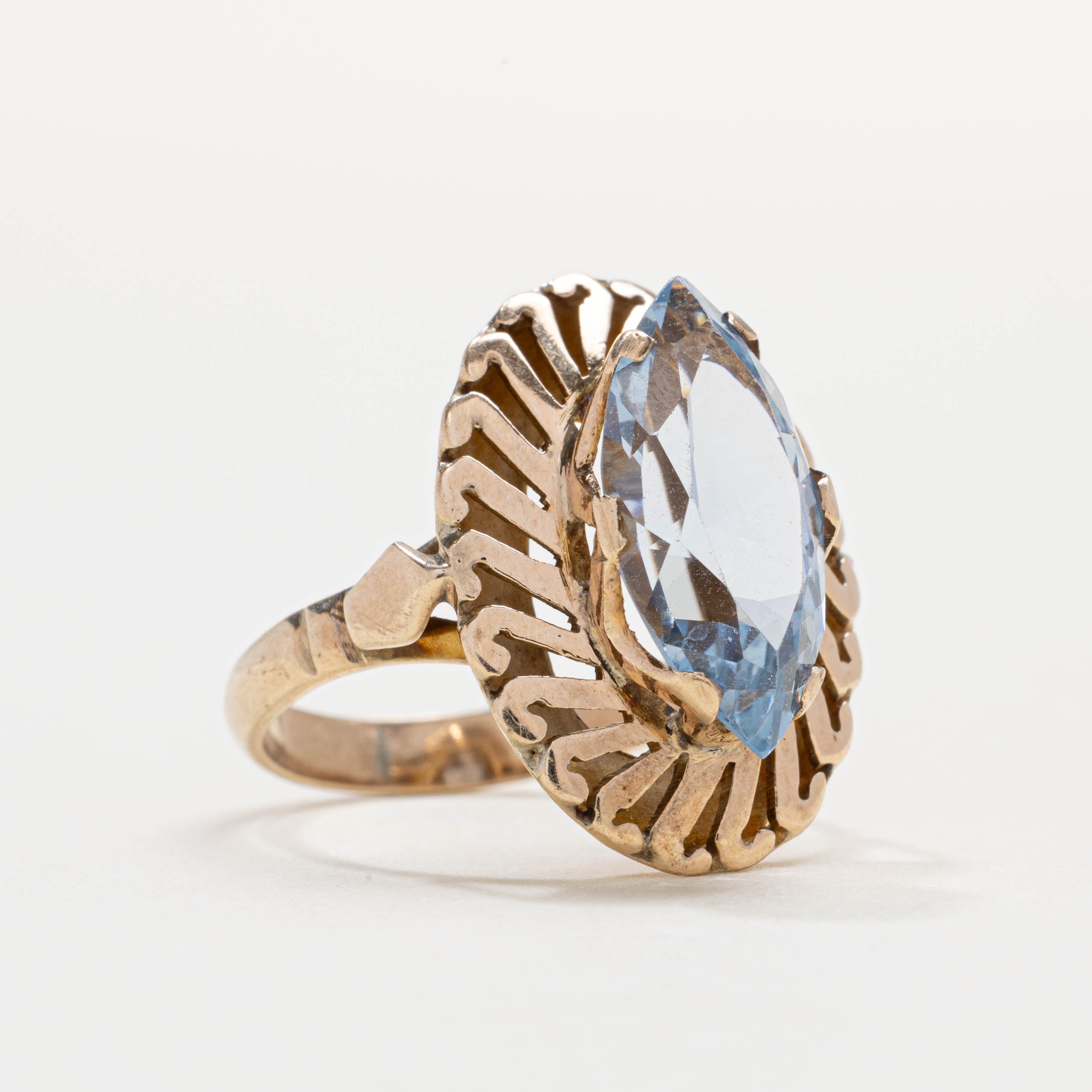 14K Marquise Cut Synthetic Spinel Geometric Cocktail Ring | SZ 4.0