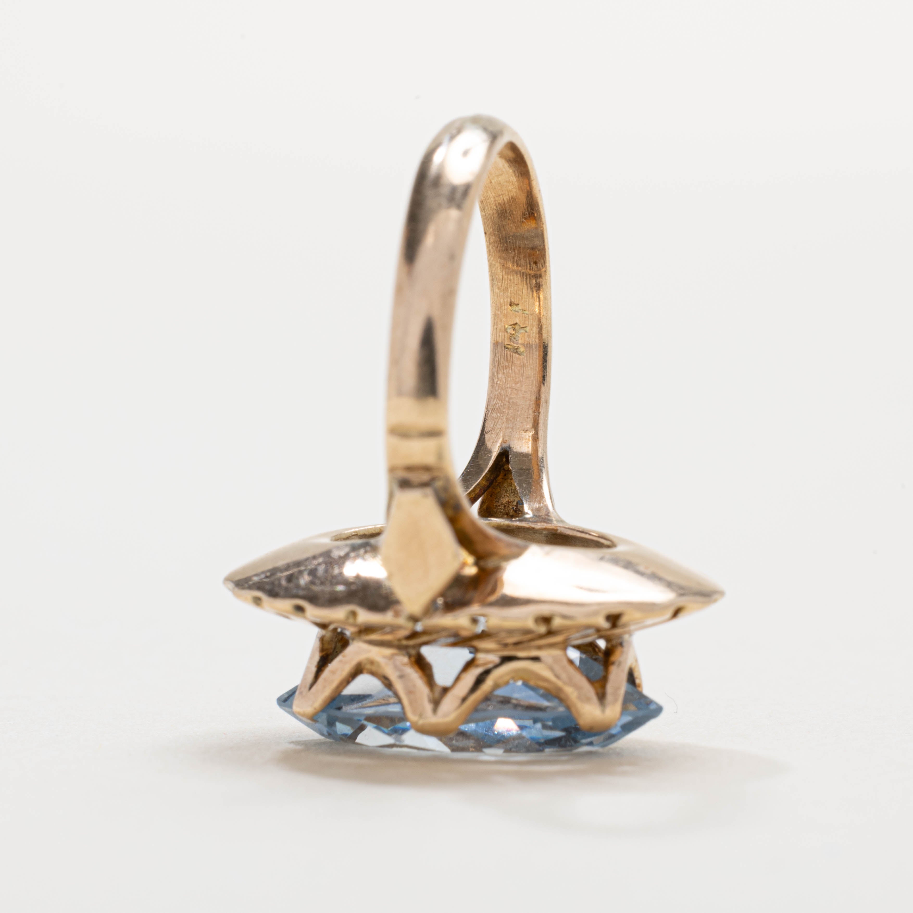 14K Marquise Cut Synthetic Spinel Geometric Cocktail Ring | SZ 4.0