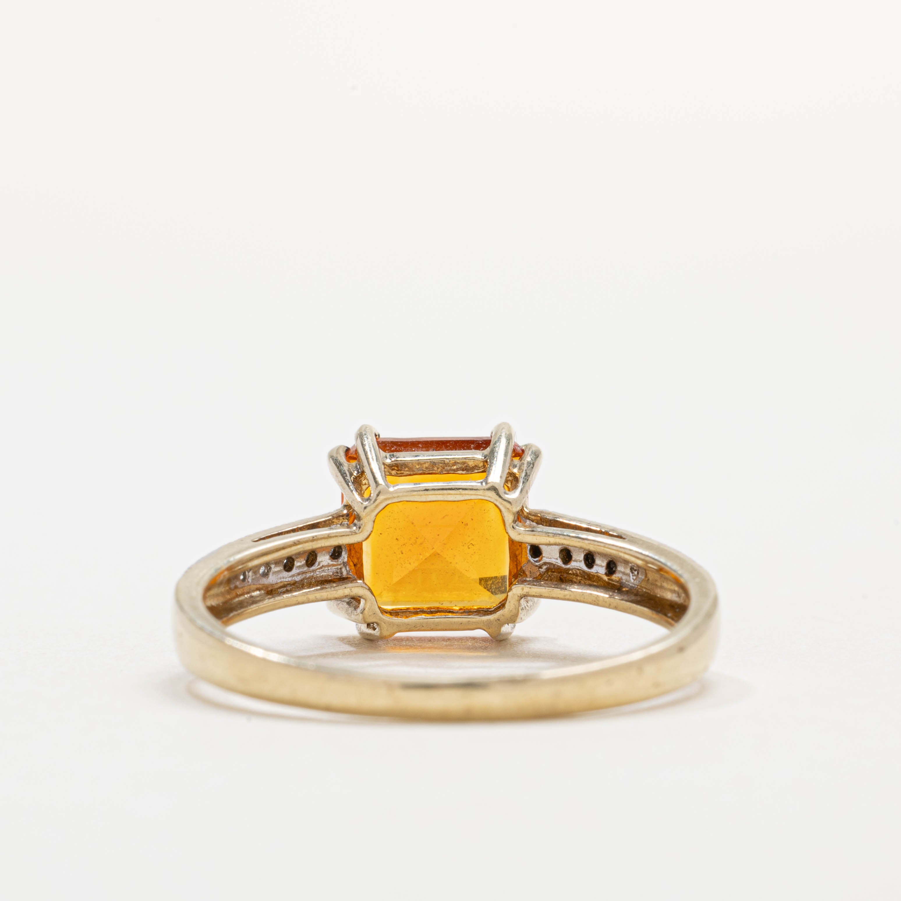 2001 Birmingham 9K Citrine & Diamond Ring | SZ 10.0