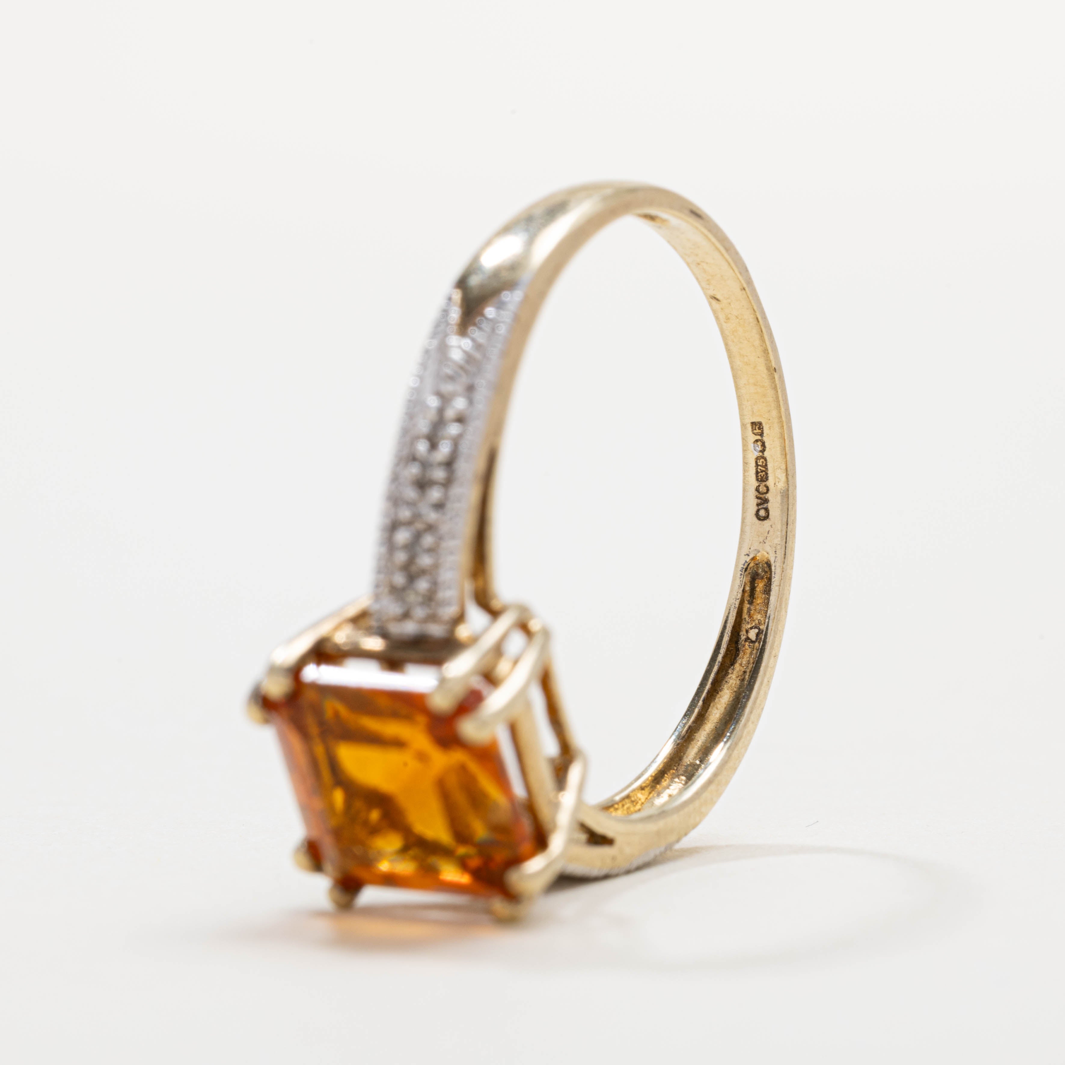 2001 Birmingham 9K Citrine & Diamond Ring | SZ 10.0