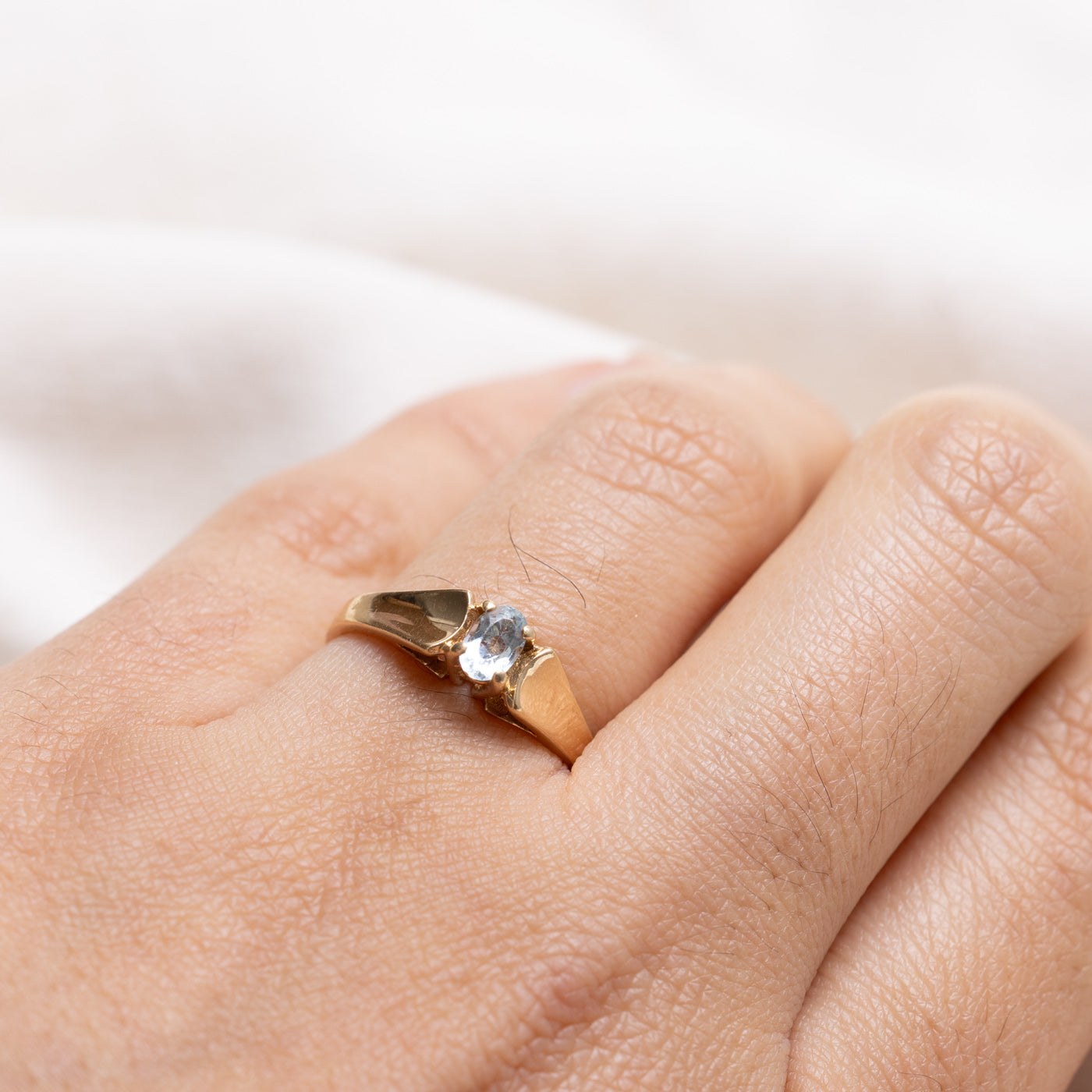 Bague conique en aigue-marine ovale 10 carats | Taille 6.0