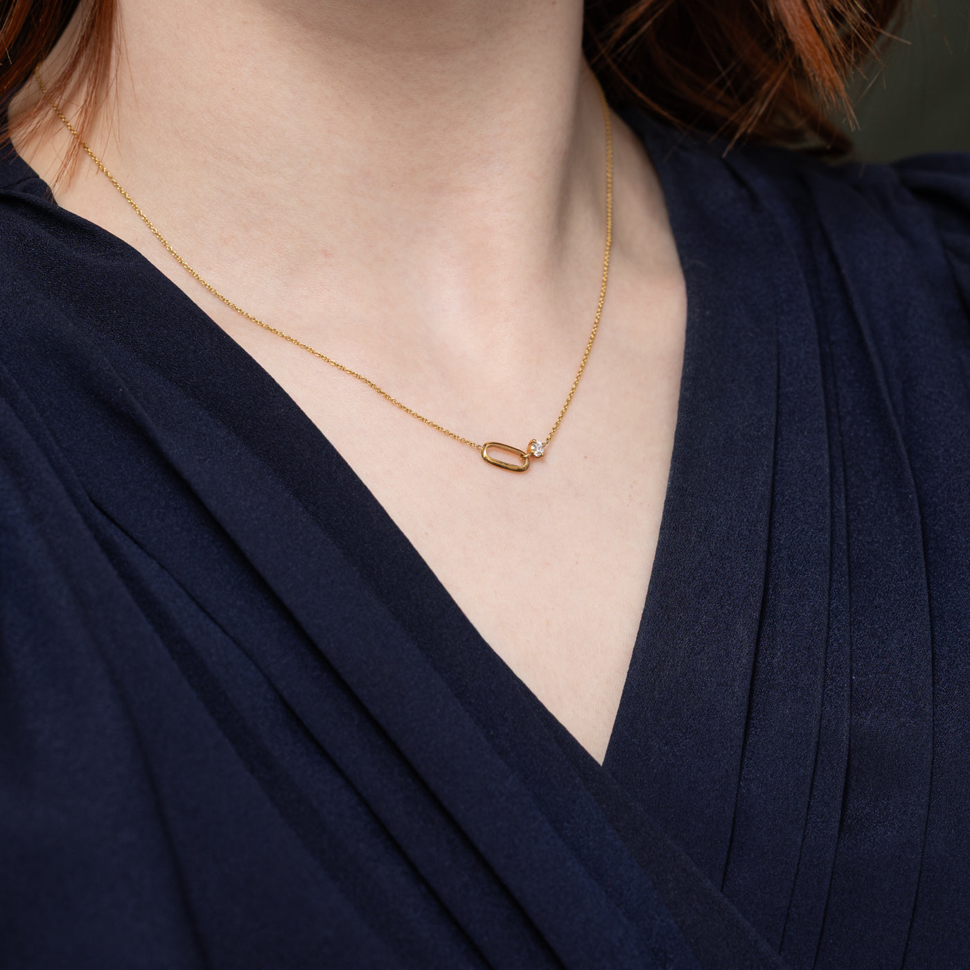 14K Diamond Geometric Pendant Necklace | 16"