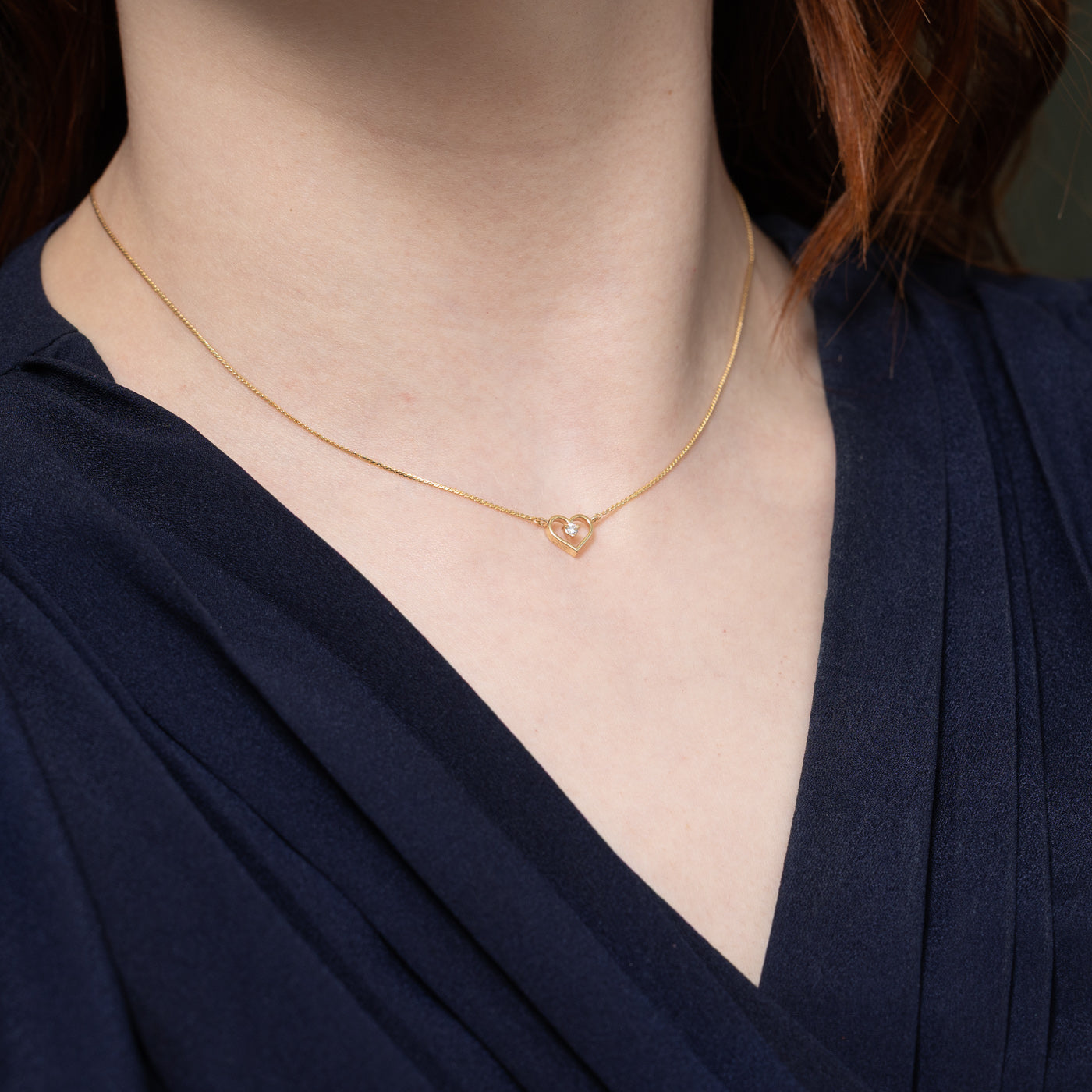 14K Diamond Heart Pendant Necklace | 14"