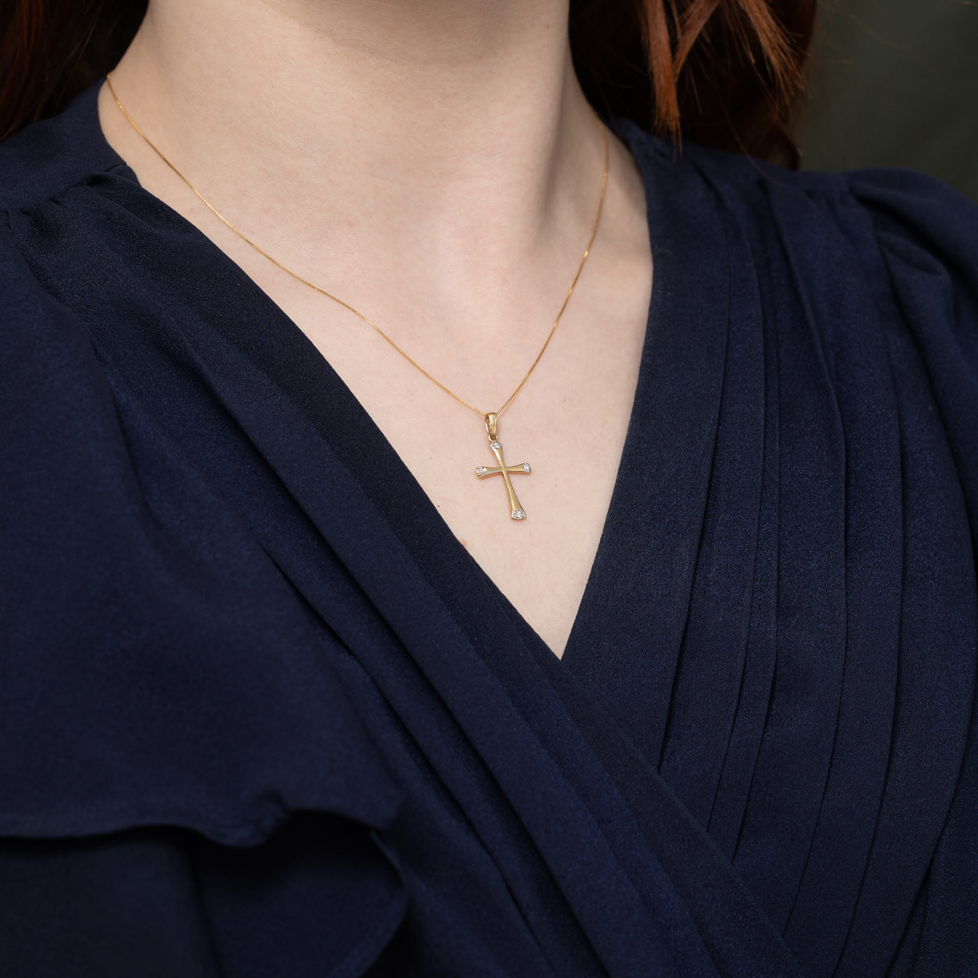 10K Diamond Cross Pendant Necklace | 17"