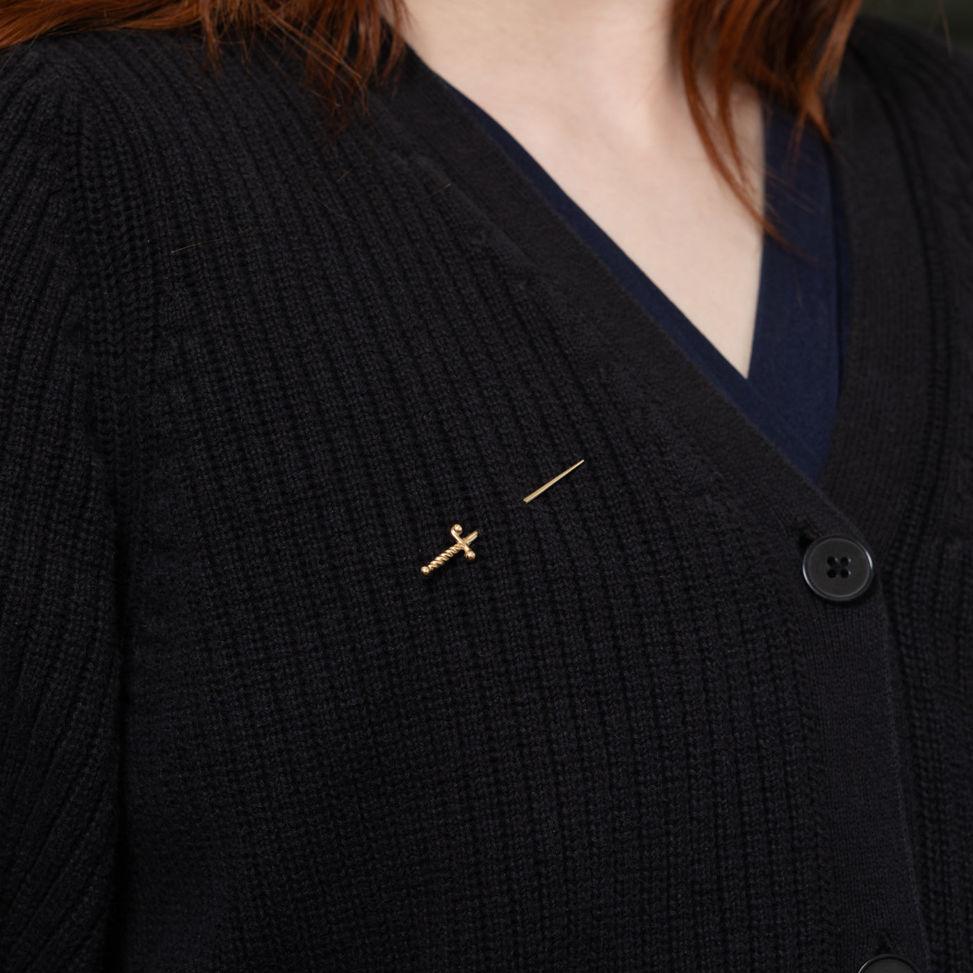 14K Yellow Gold Sword Pin Brooch