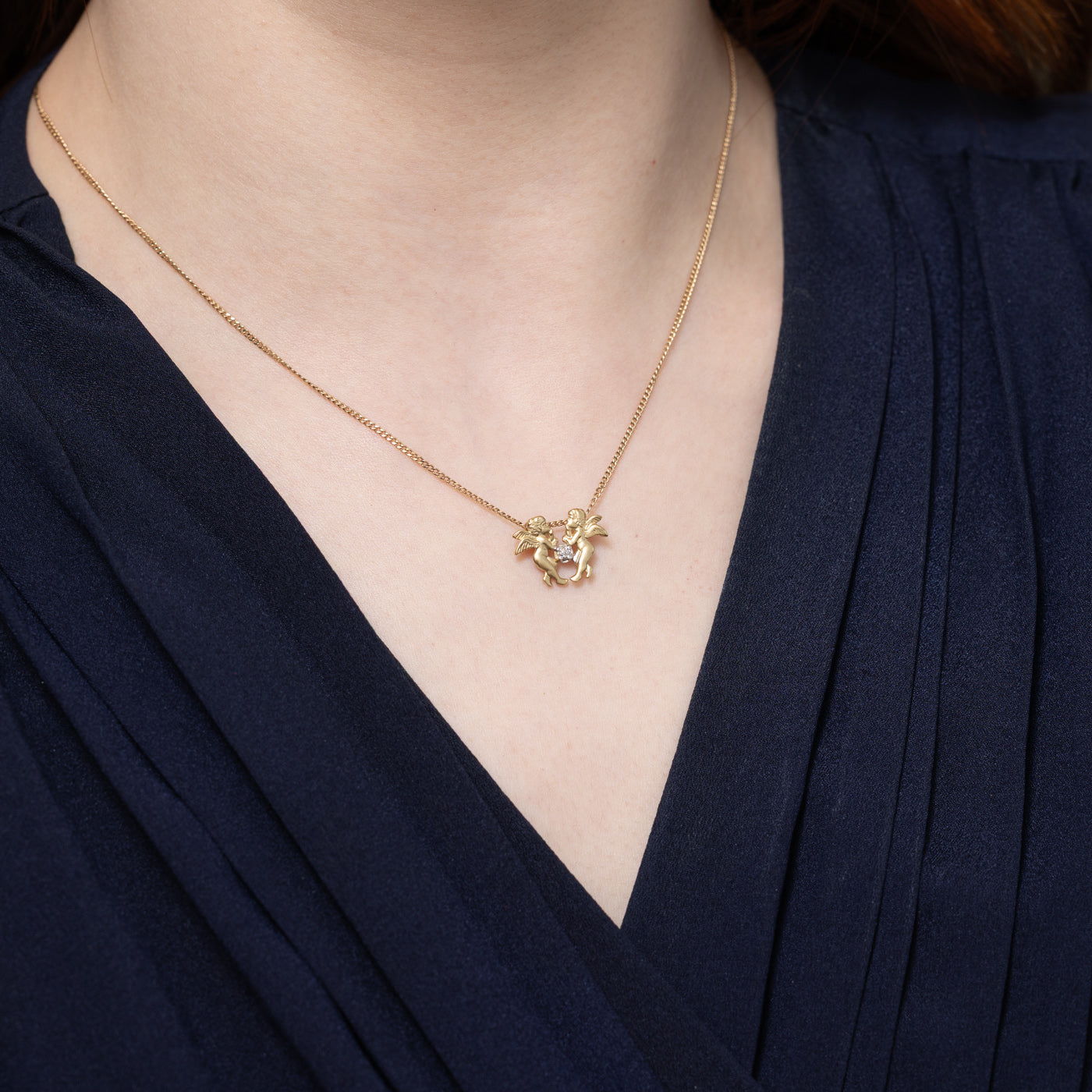 10K Diamond Cherub Pendant