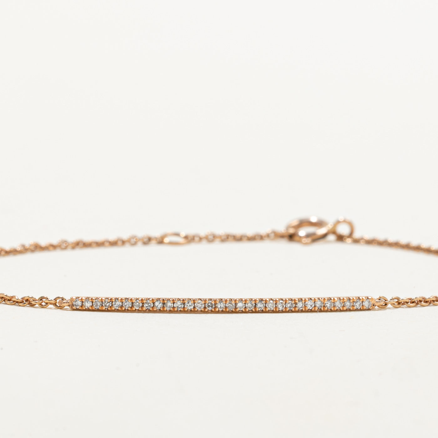 14K Rose Gold Diamond Bar Bracelet | 7"