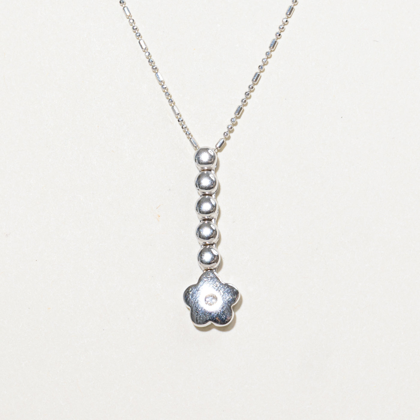 18K Diamond Flower Drop Pendant Necklace | 18"