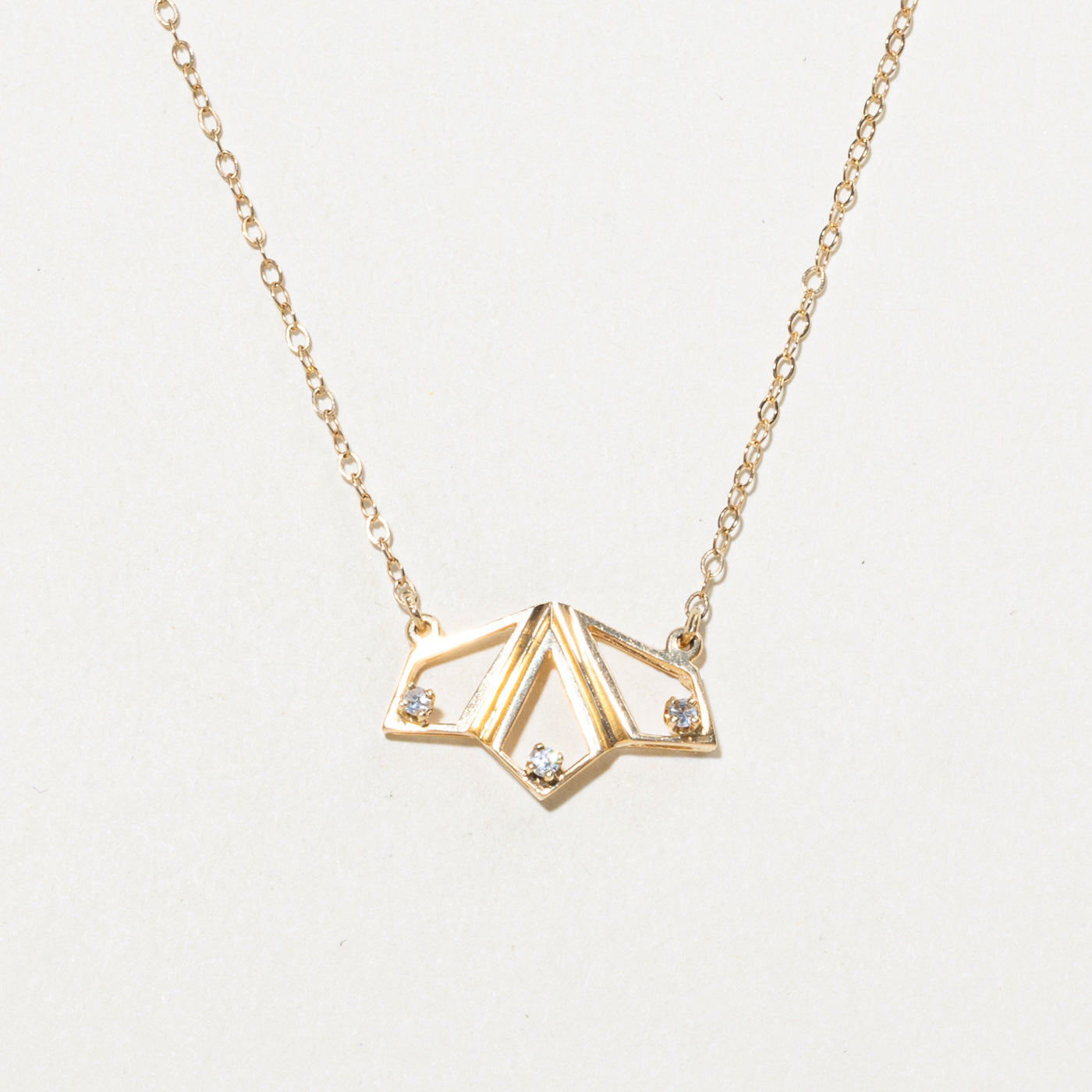 14K Diamond Geometric Pendant Necklace | 16"