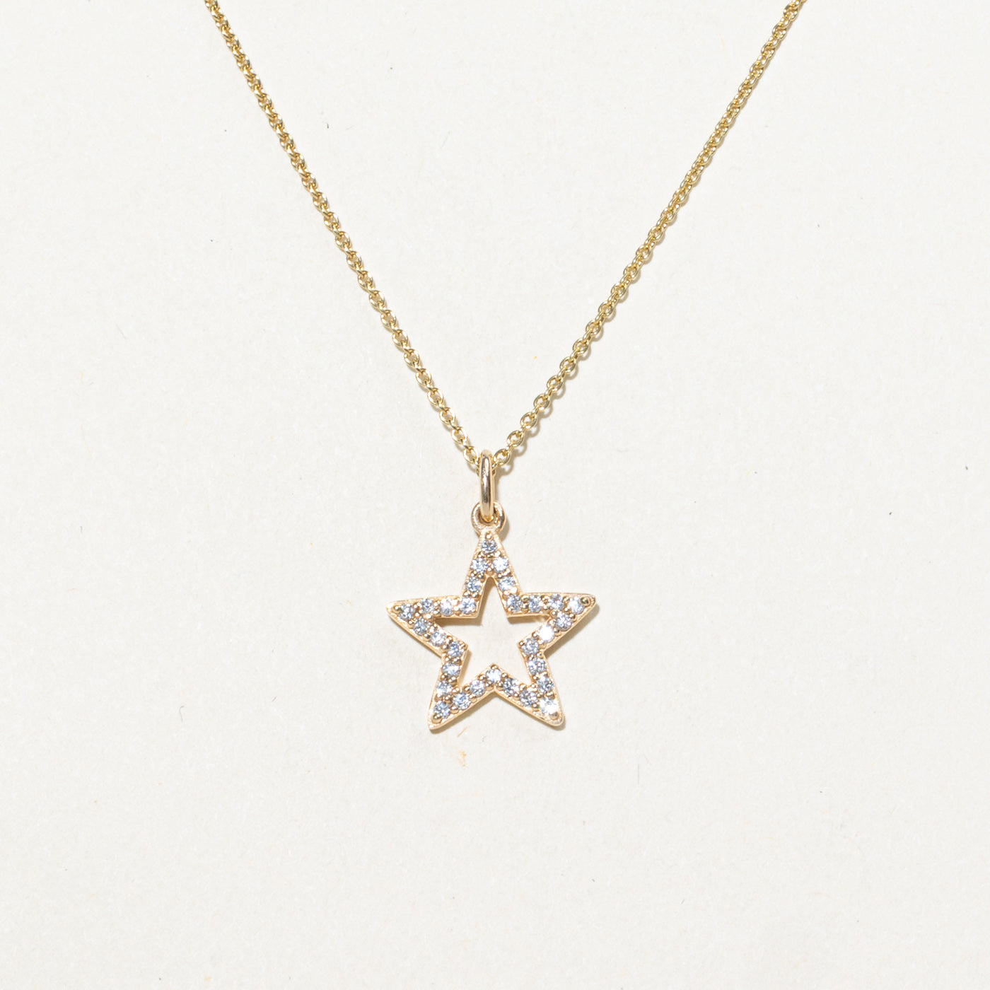 10K Diamond Star Pendant Necklace | 16"