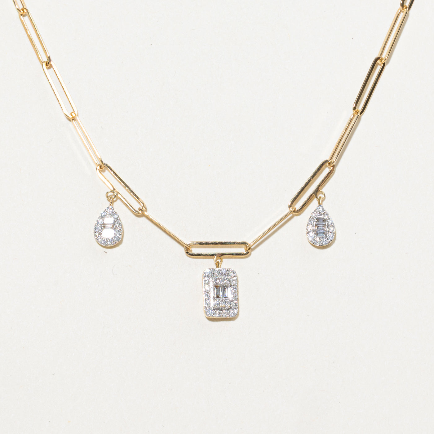 18K Diamond Geometric Cluster Pendant Necklace | 18"