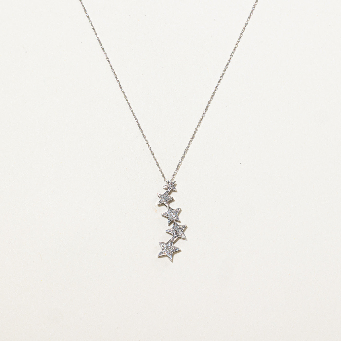 10K Diamond Stars Drop Pendant Necklace | 18"