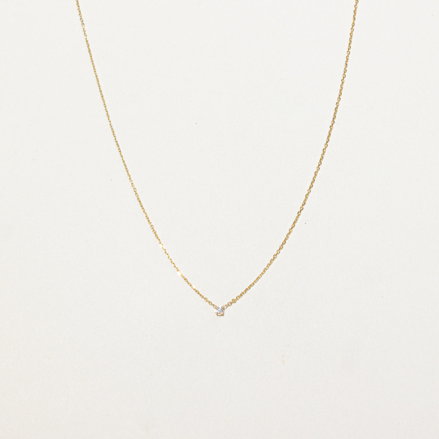 14K Solitaire Diamond Pendant Necklace | 15"