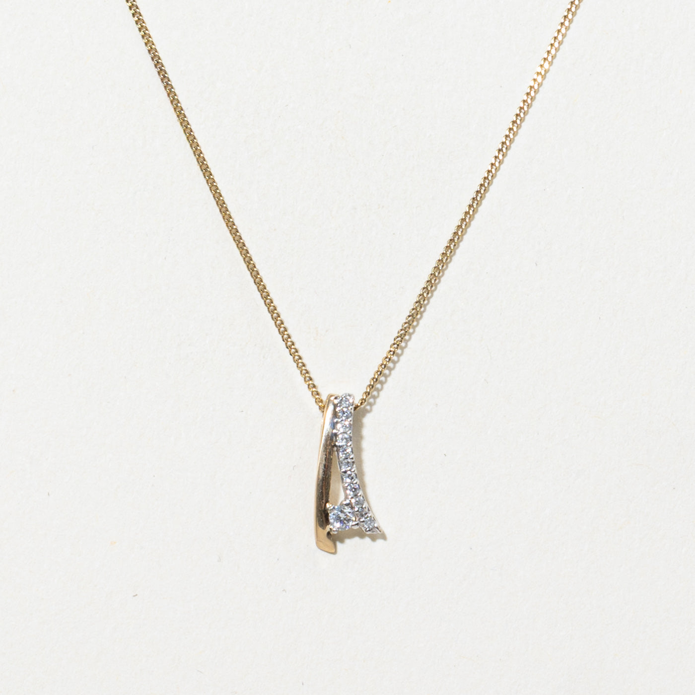Collier pendentif géométrique bicolore en or 10 carats | 45,7 cm